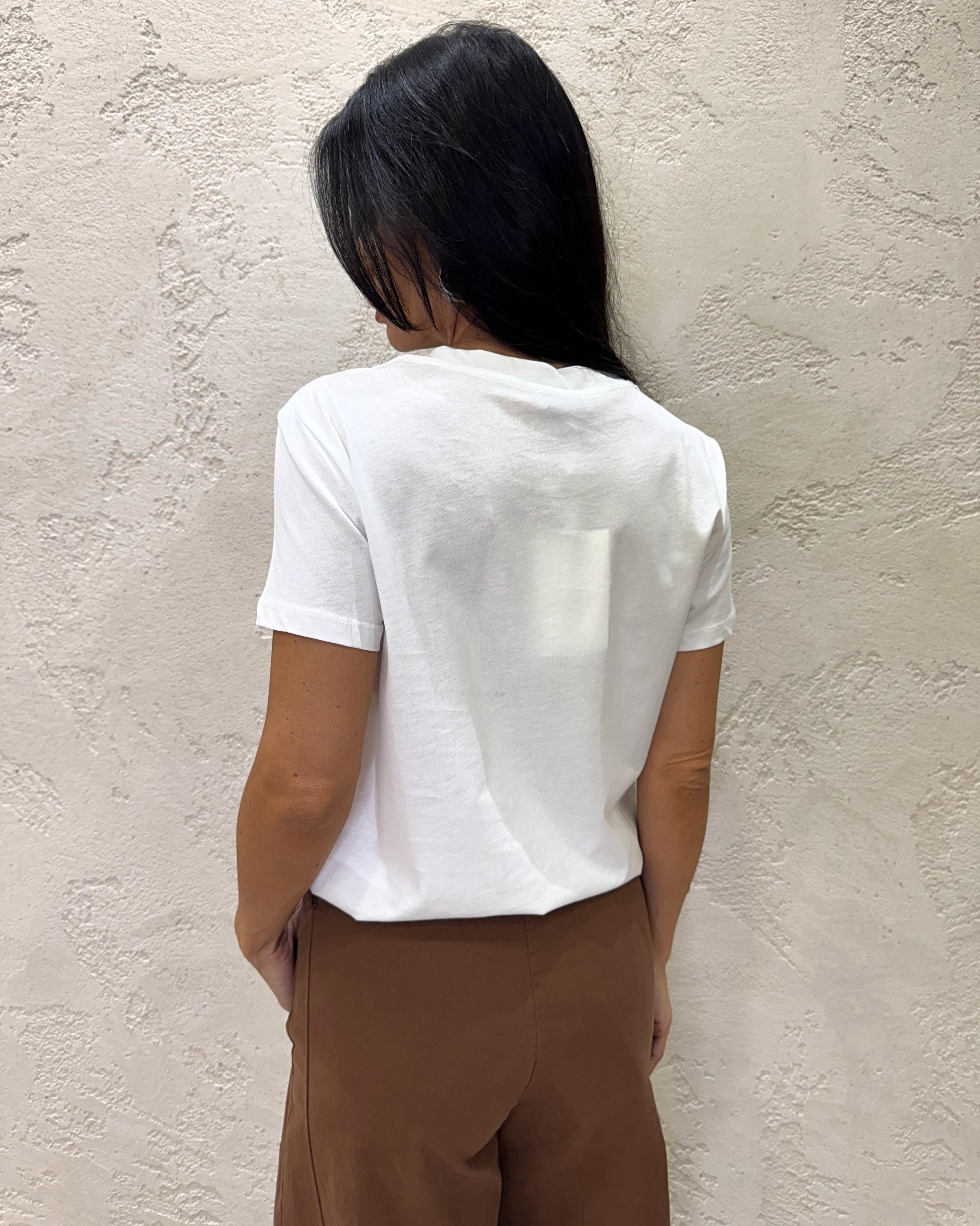 t-shirt con stampa e spilla SH002508 PANNA SUSY MIX 