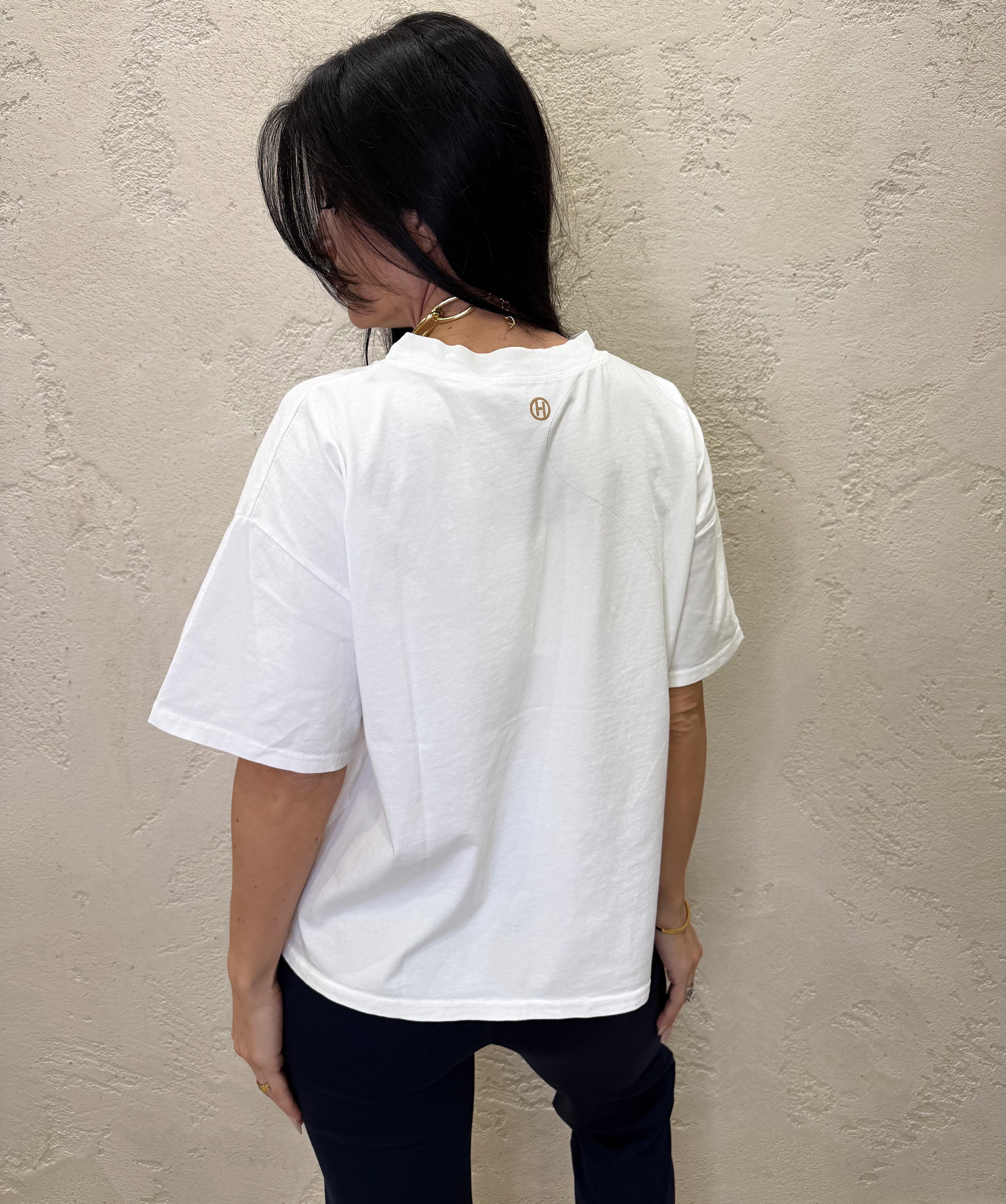 t-shirt a scatoletta MJS-Q017 BIANCO HAVEONE 