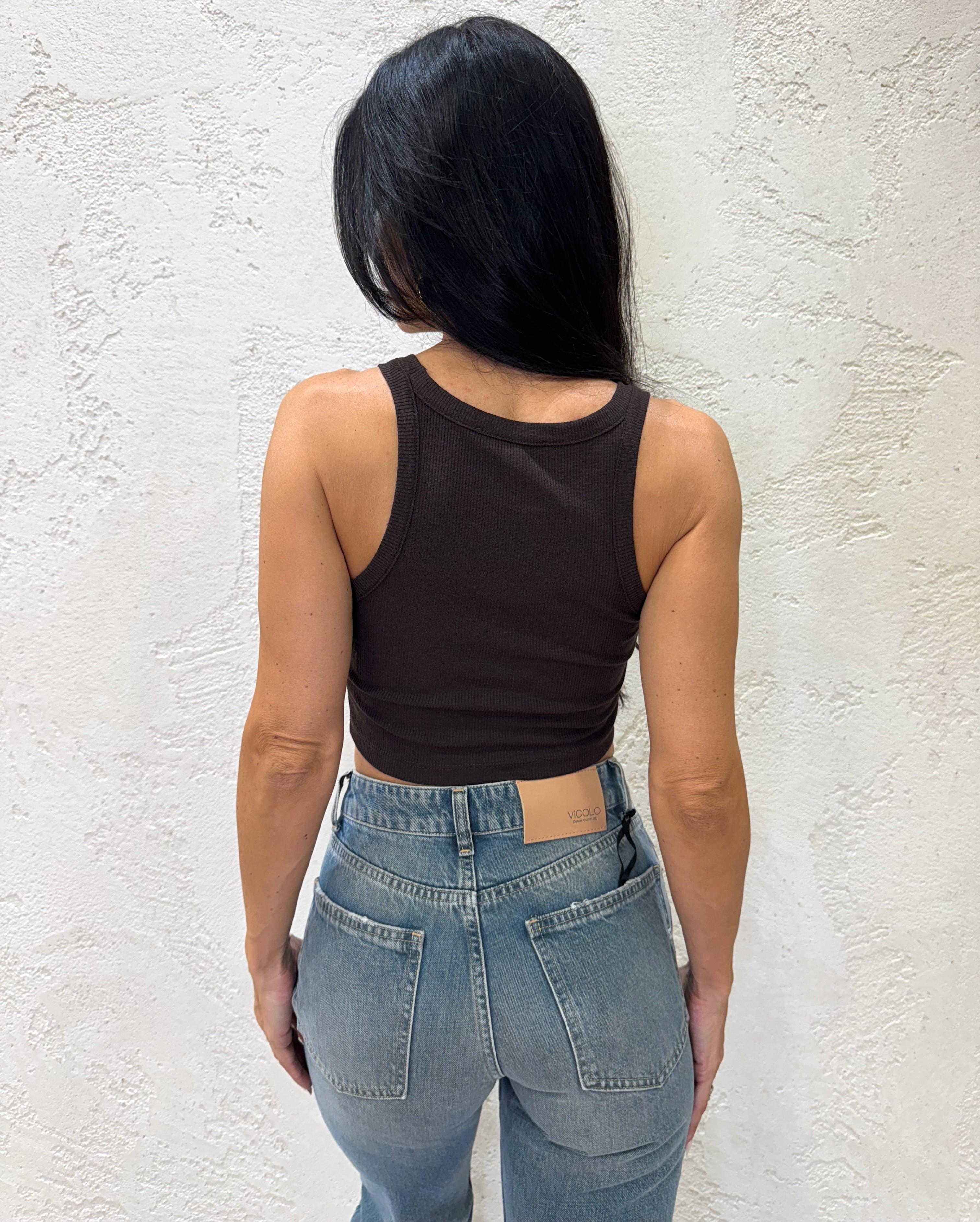 crop top con scollo a vogatore UF0066 MORO VICOLO 