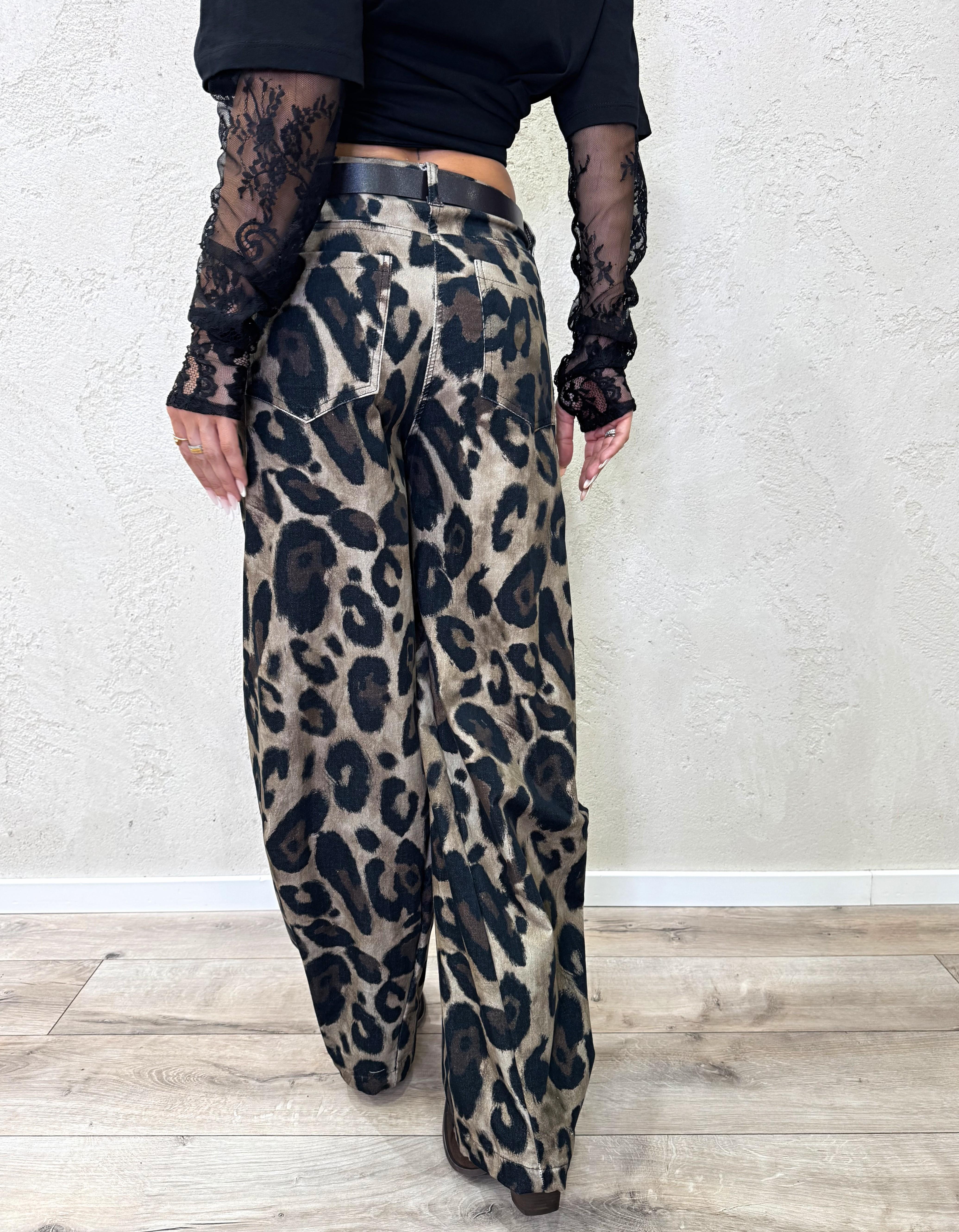 pantalone a ferro di cavallo elasticizzato effetto velluto maculato PFW-P166 MACULATO HAVEONE 