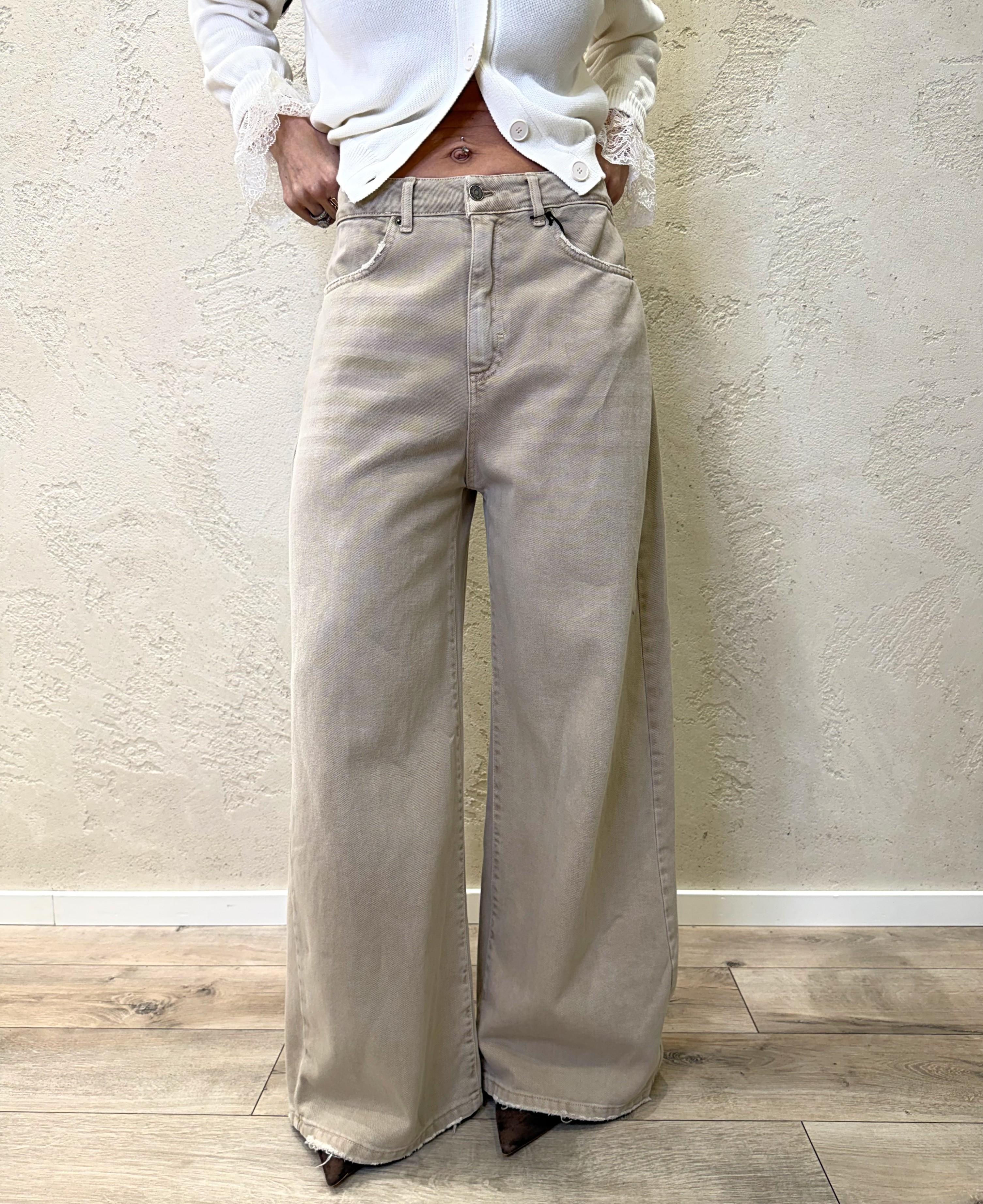 jeans modello giusi wide leg GIUSI-PANT SABBIA TENSIONE IN 