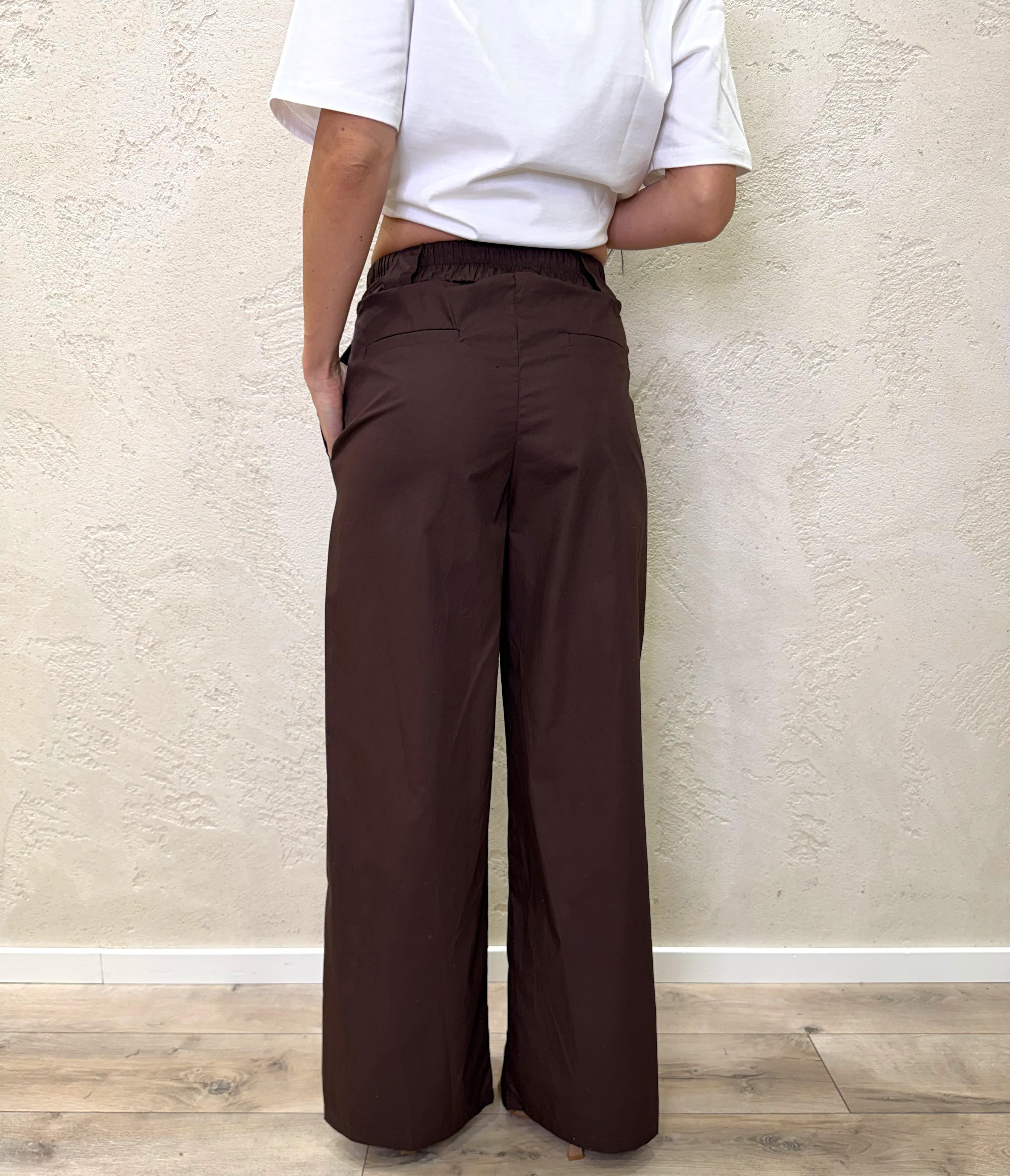 pantalone a gamba dritta in 100% cotone 26P4934 CIOCCOLATO TENSIONE IN 