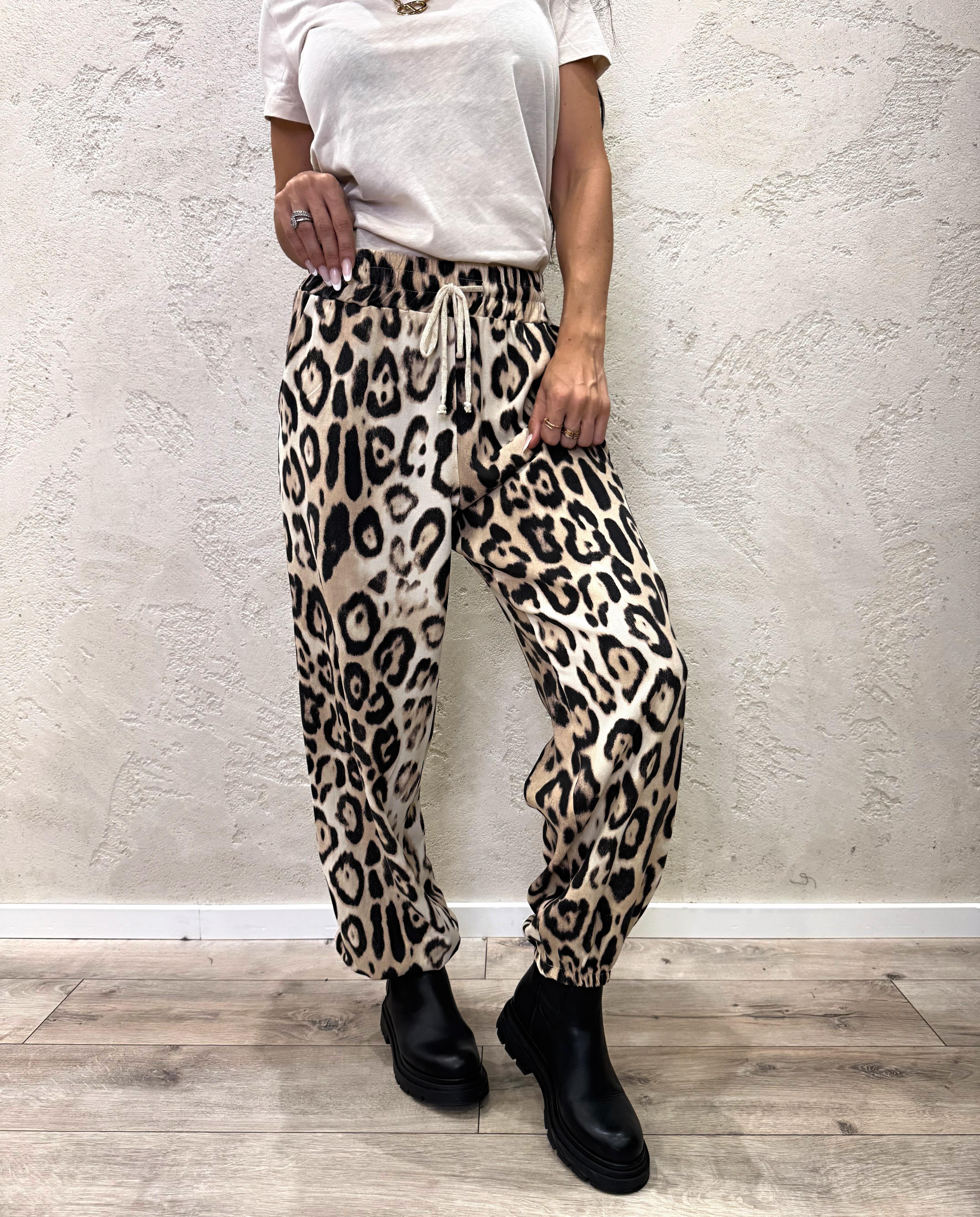 pantalone morbido con elastico sul fondo e coulisse in vita D260PP36U MACULATO SUSY MIX 