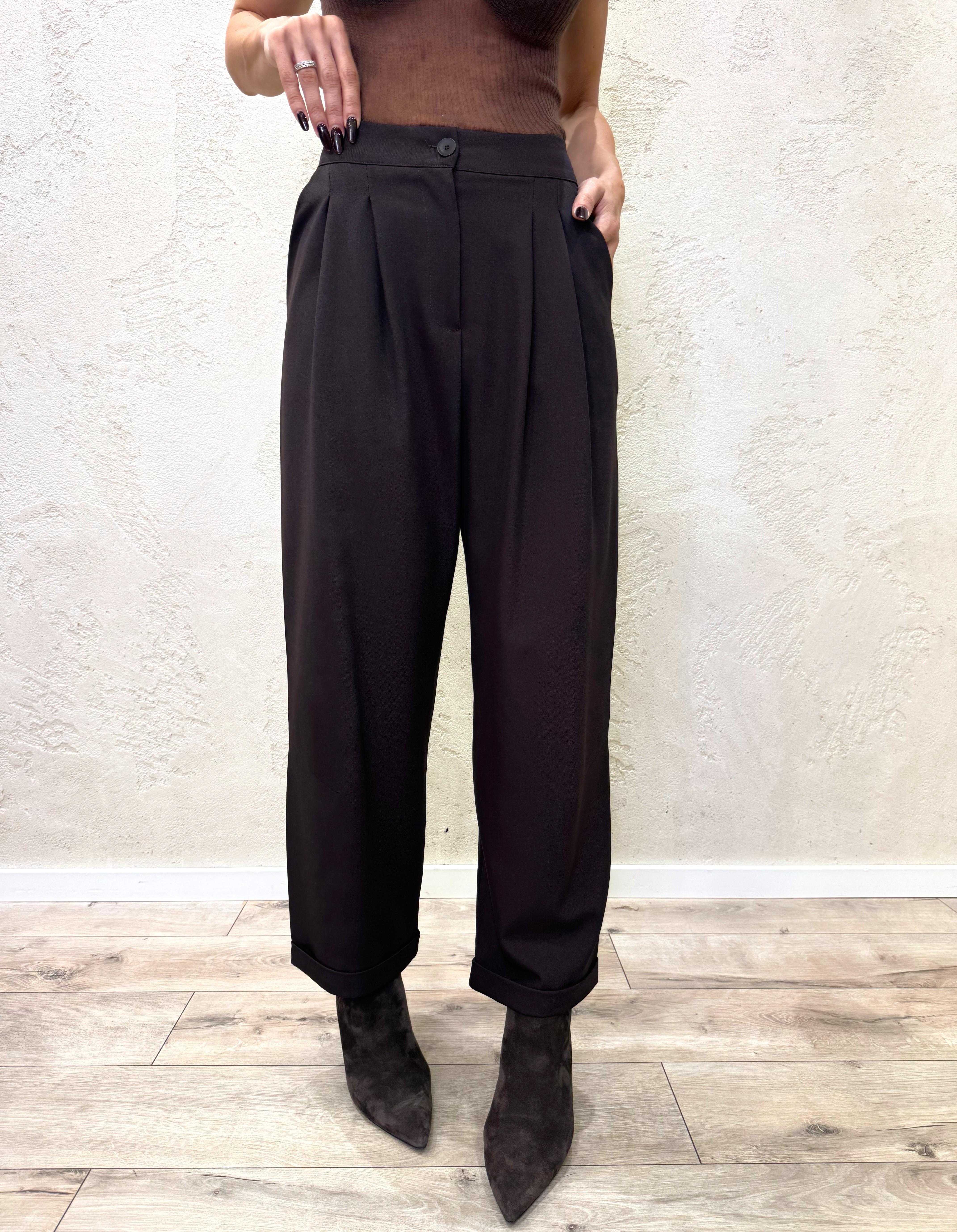 pantalone carrot fit con pinces TF0688 MORO VICOLO 