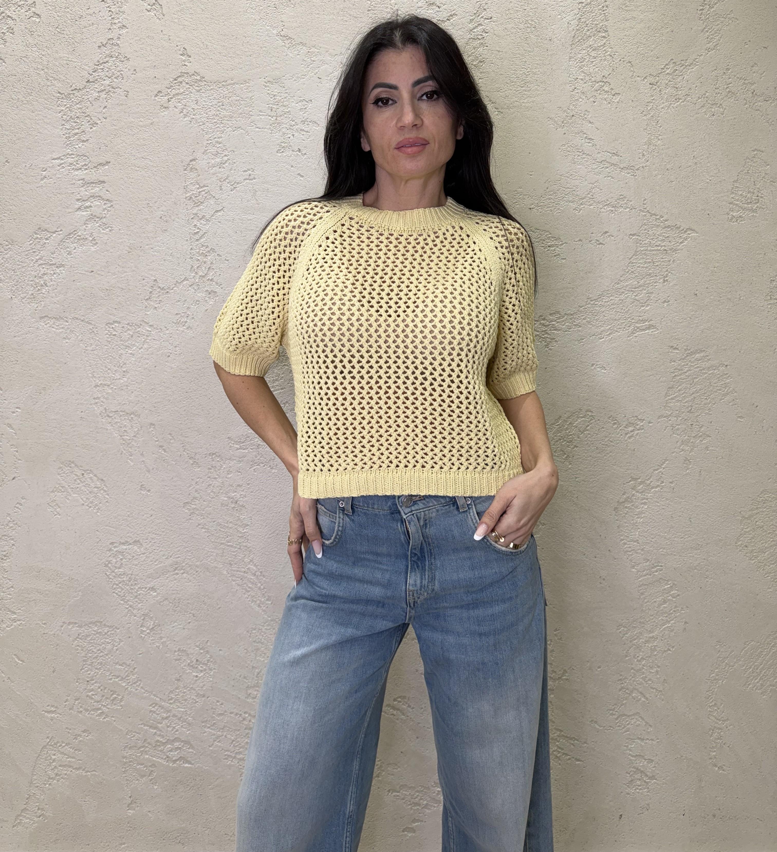 maglia traforata in 100% cotone 30009 GIALLO SUSY MIX 
