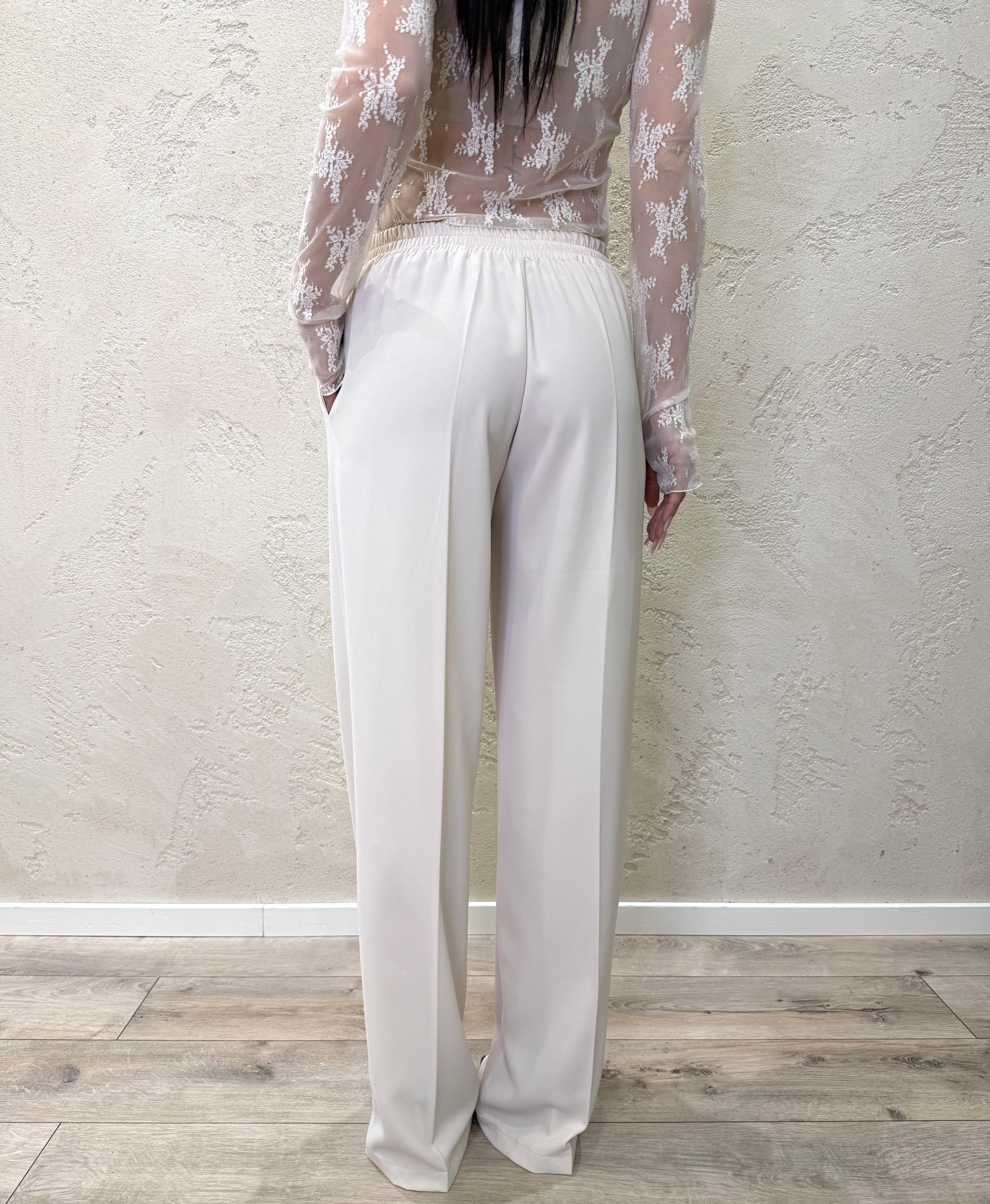 completo blazer con cintura e pantalone tessuto fluido 303211 BURRO SUSY MIX 