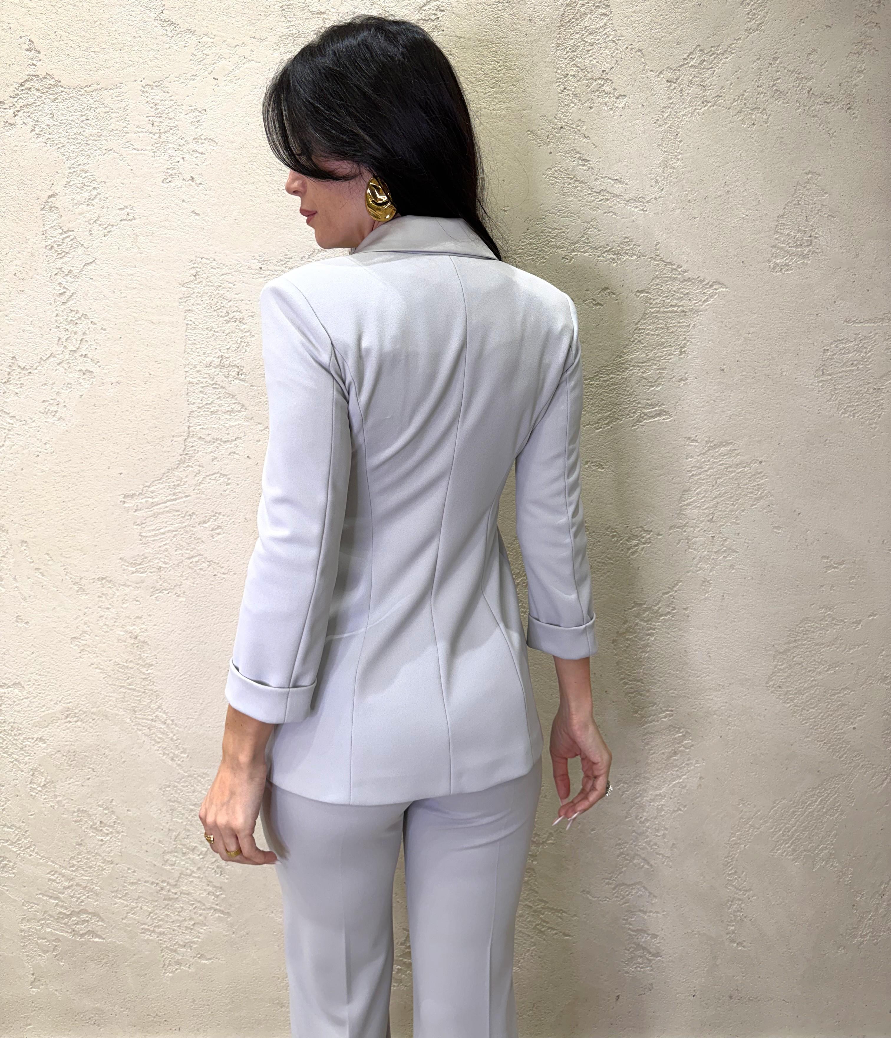 blazer doppiopetto in crepe elasticizzato JU25LAW PERLA IMPERIAL 