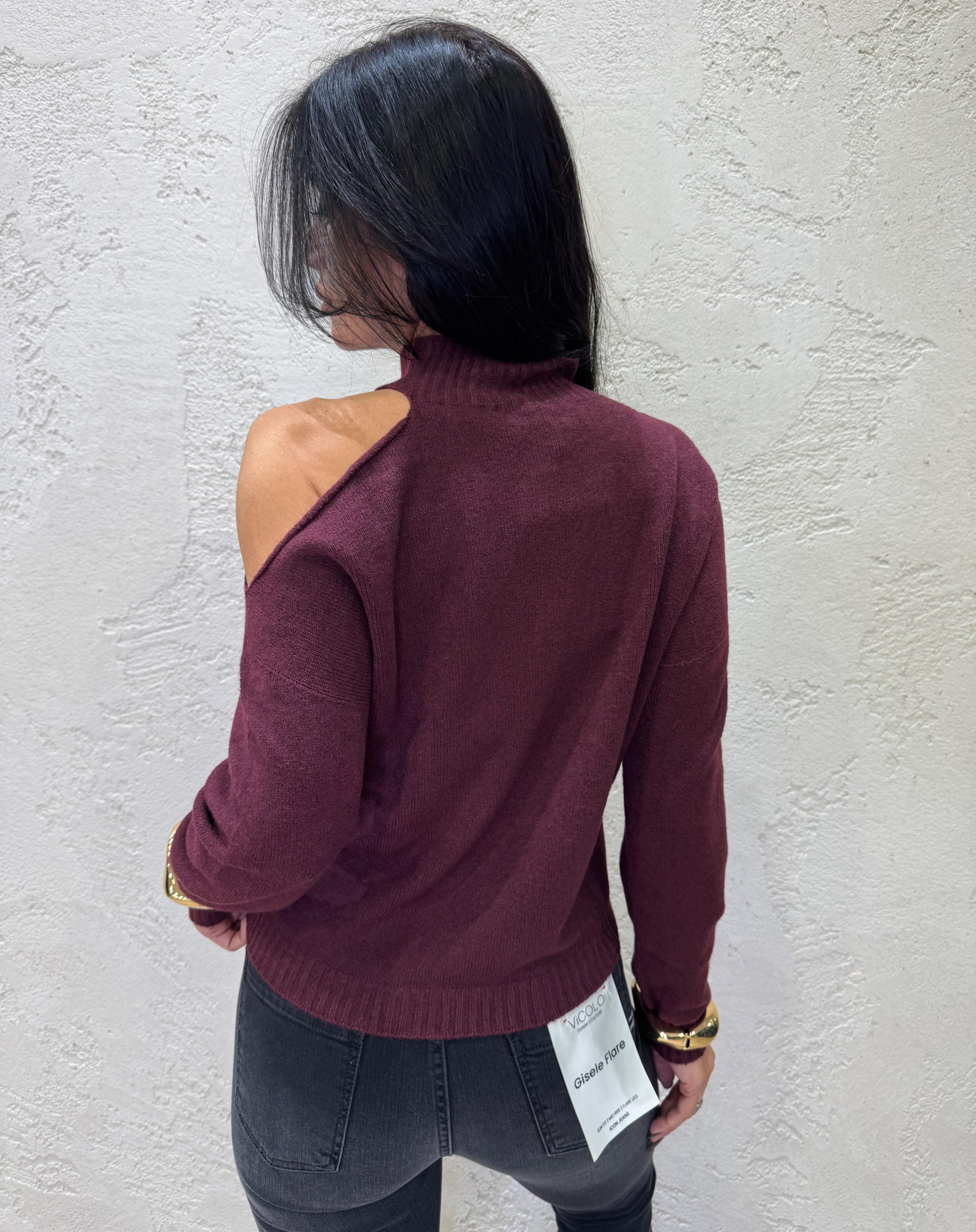 maglia cut out asimmetrica 78071 BORDEAUX SUSY MIX 