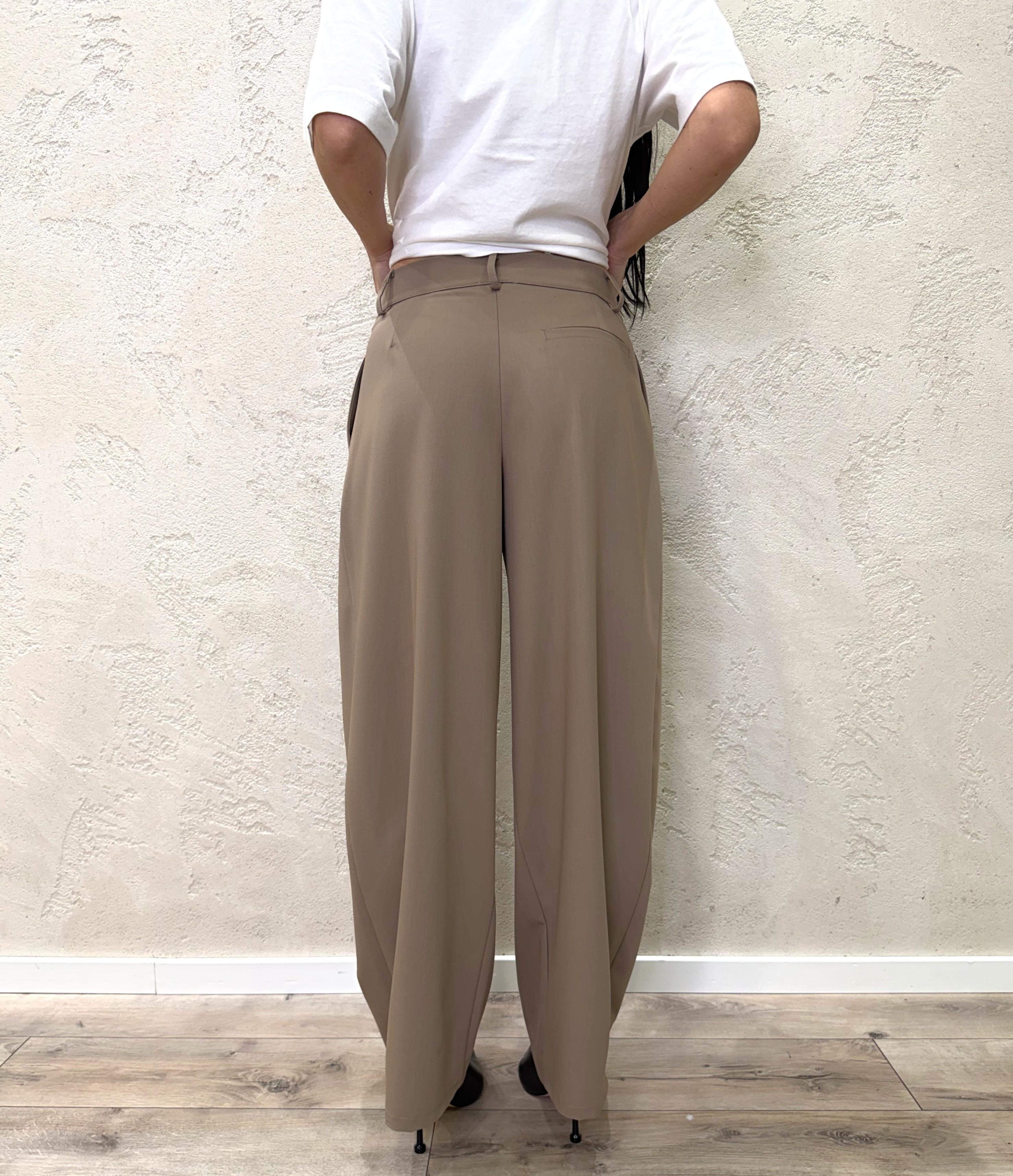 pantaloni modello balloon con pinces misto viscosa elasticizzati 63652 CARAMELLO SUSY MIX 