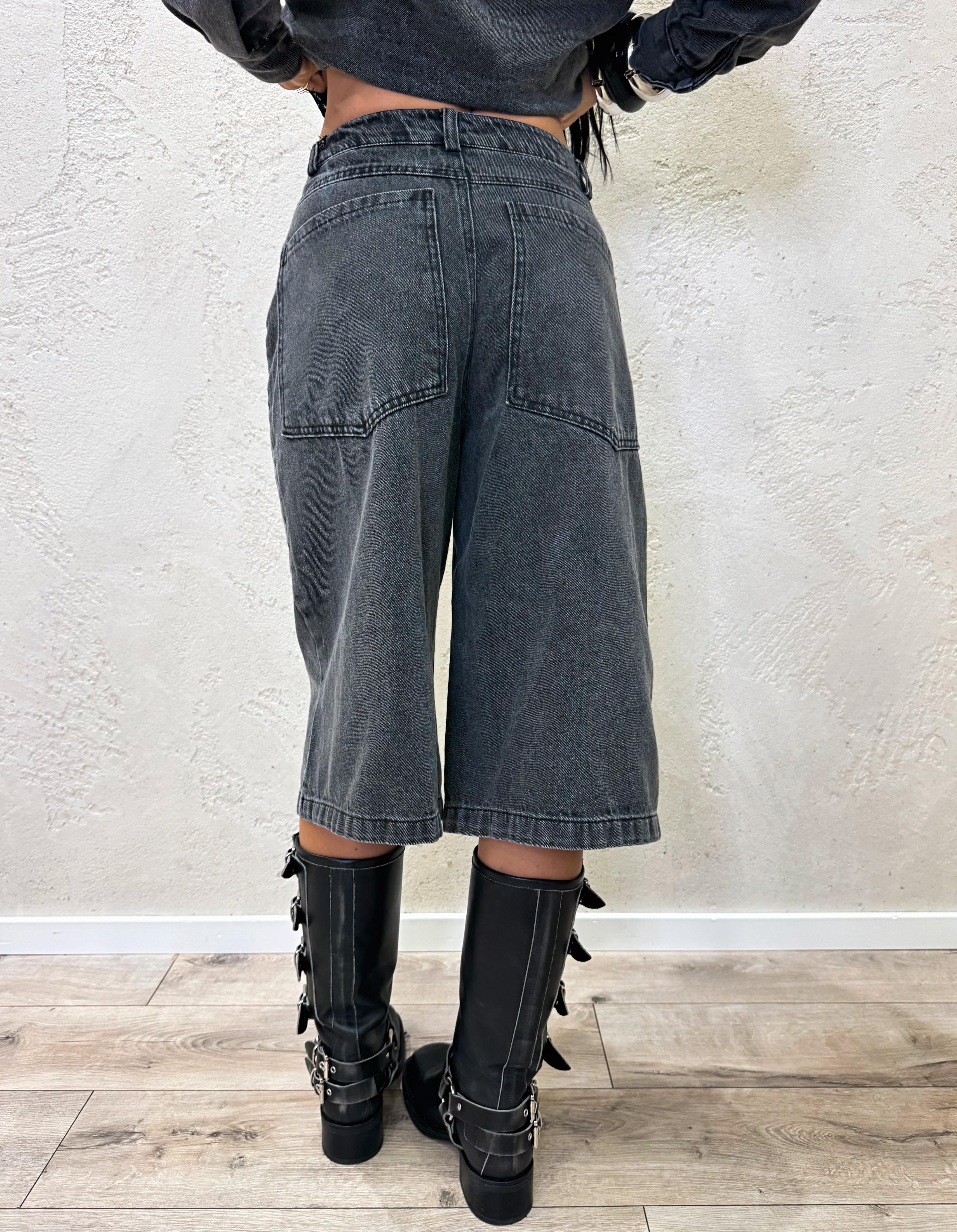 maxi bermuda in jeans a gamba larga W25P689 ANTRACITE TENSIONE IN 