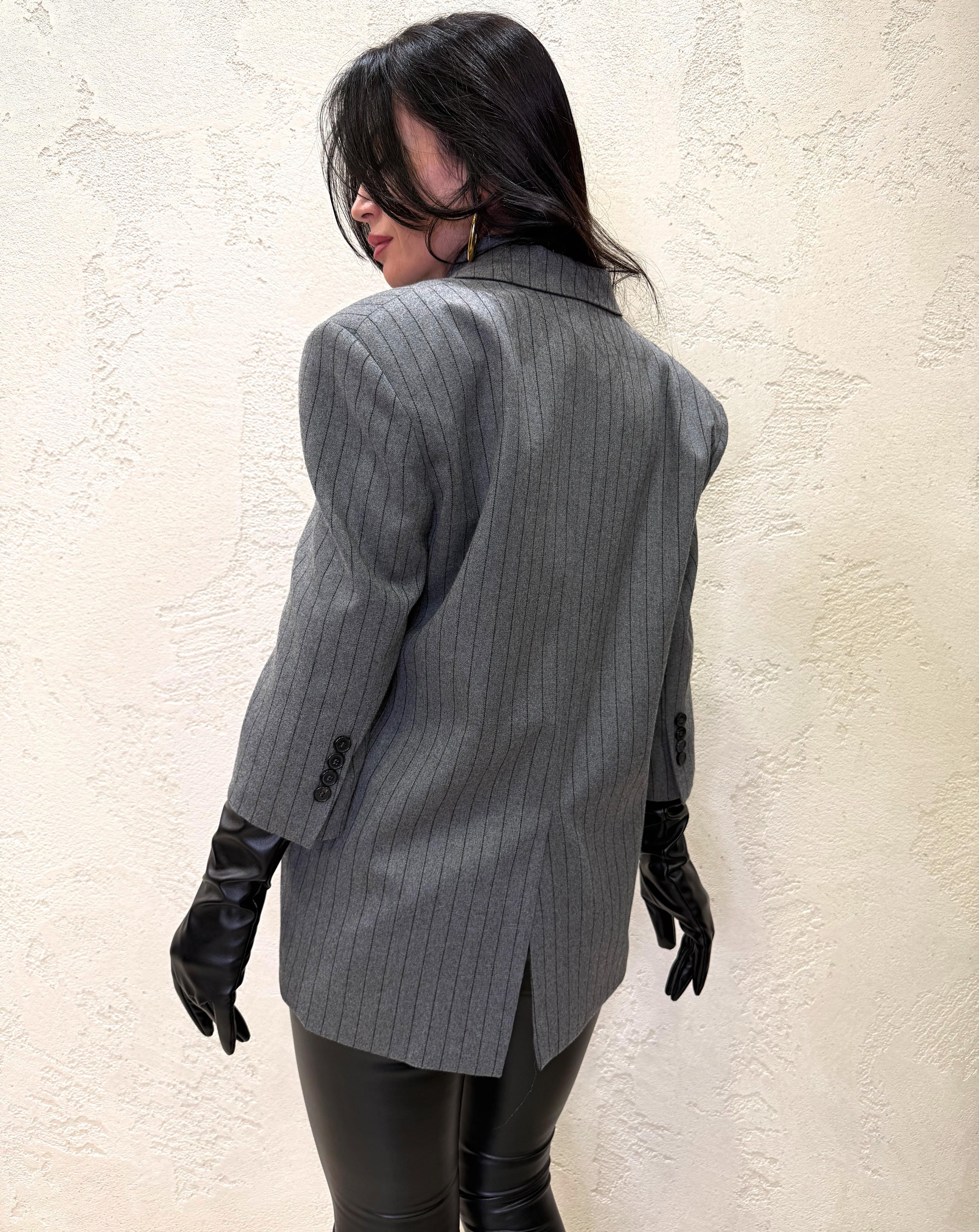 blazer doppiopetto con guanti ecopelle TF2104 GRIGIO VICOLO 