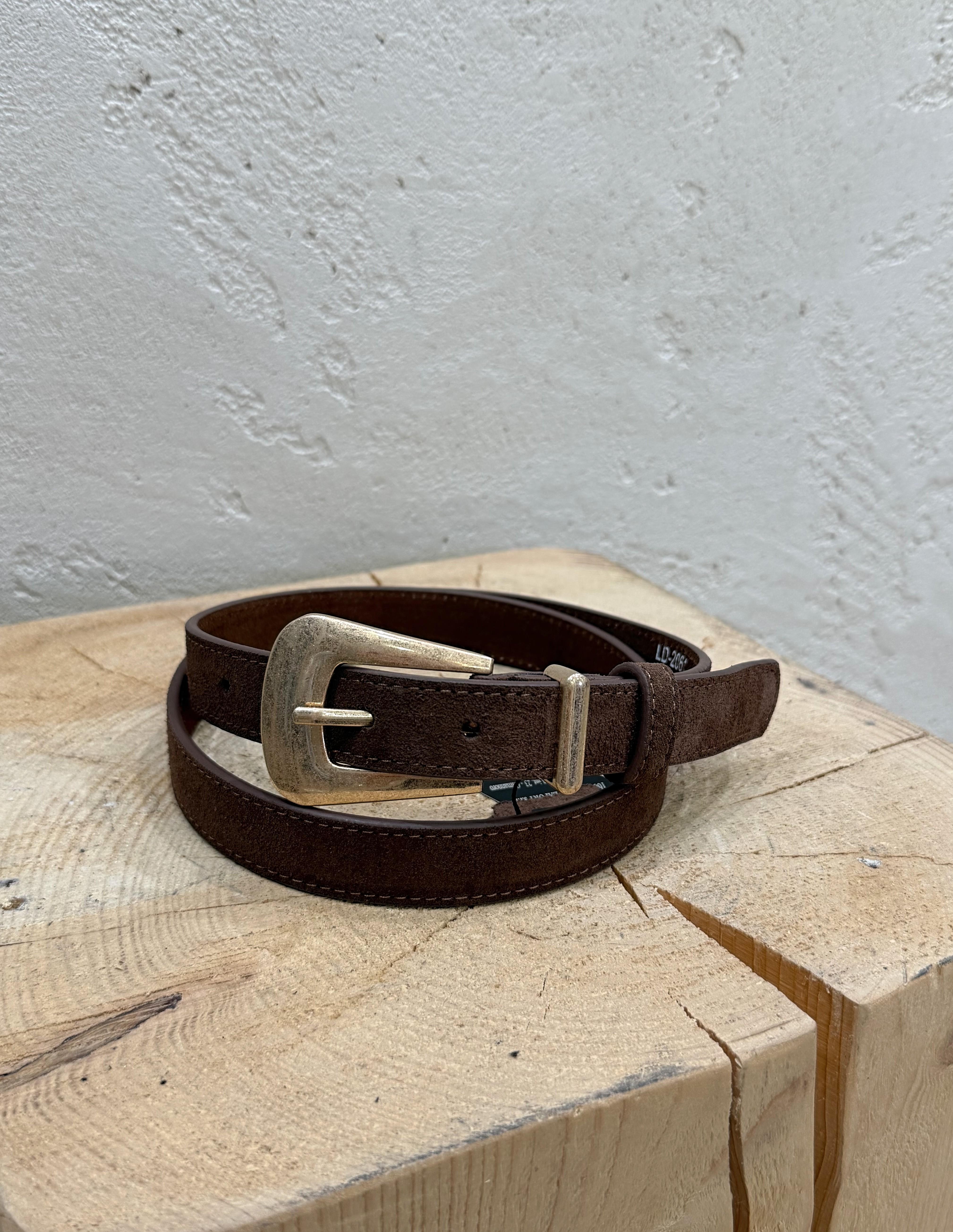 cintura in vera pelle scamosciata CINTSCAM MARRONE ELEVI 