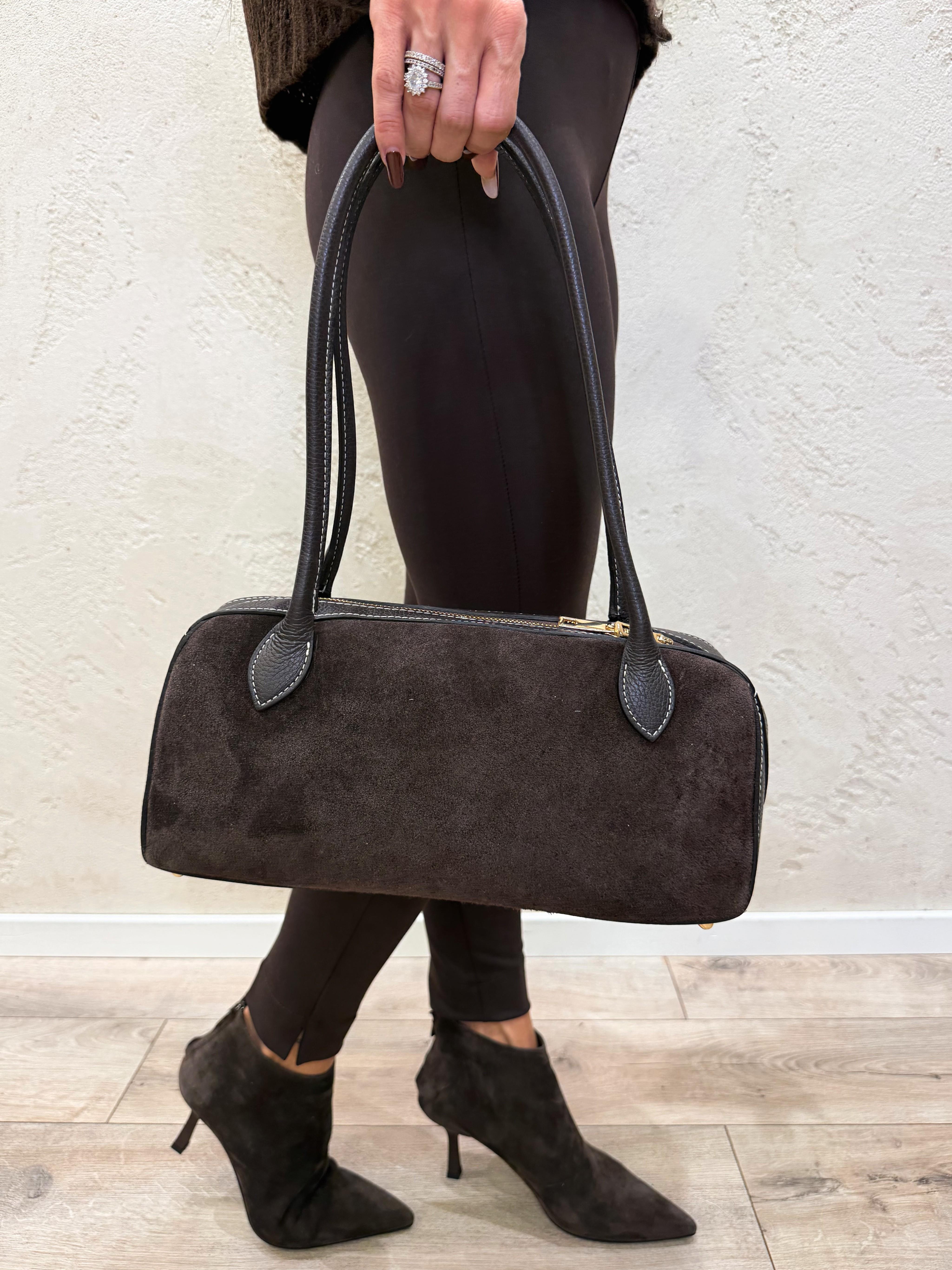 borsa a spalla rettangolare in vera pelle BSPALRET MORO ELEVI 