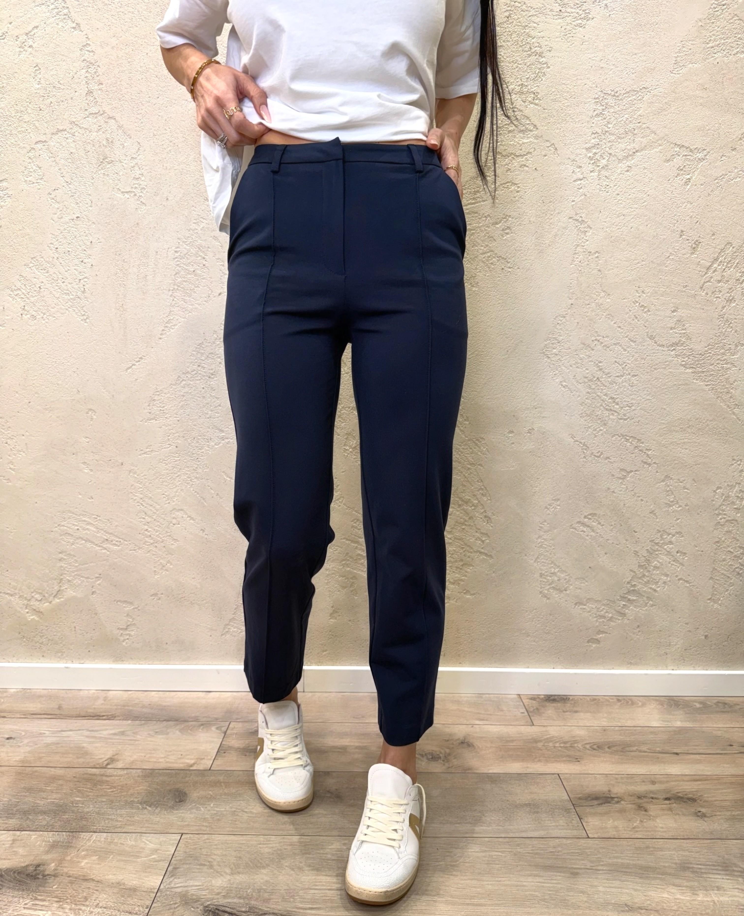 pantalone elasticizzato a sigretta in punto milano 26P3700 BLU TENSIONE IN 