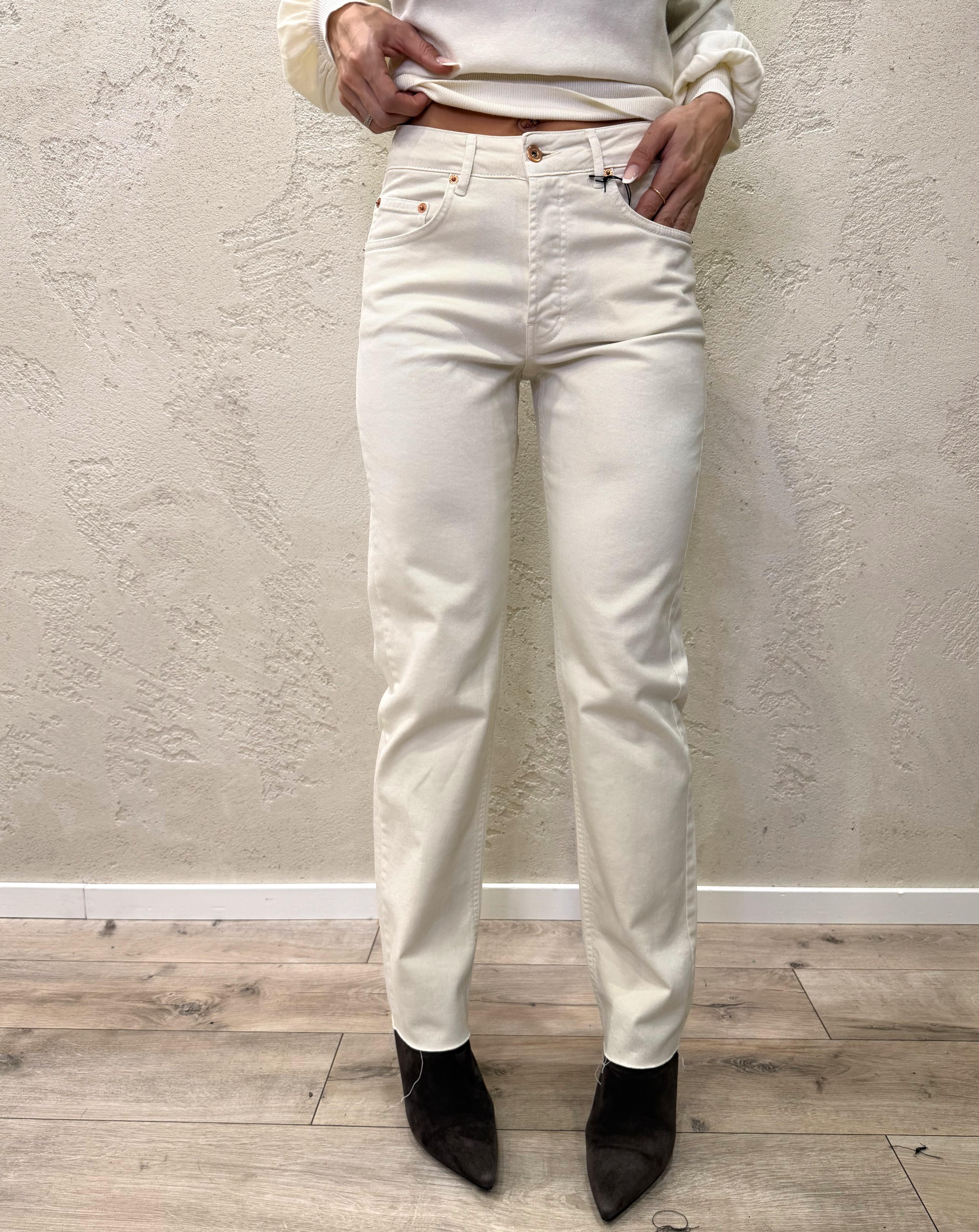 jeans elasticizzato a gamba dritta CJ12704 BURRO TENSIONE IN 