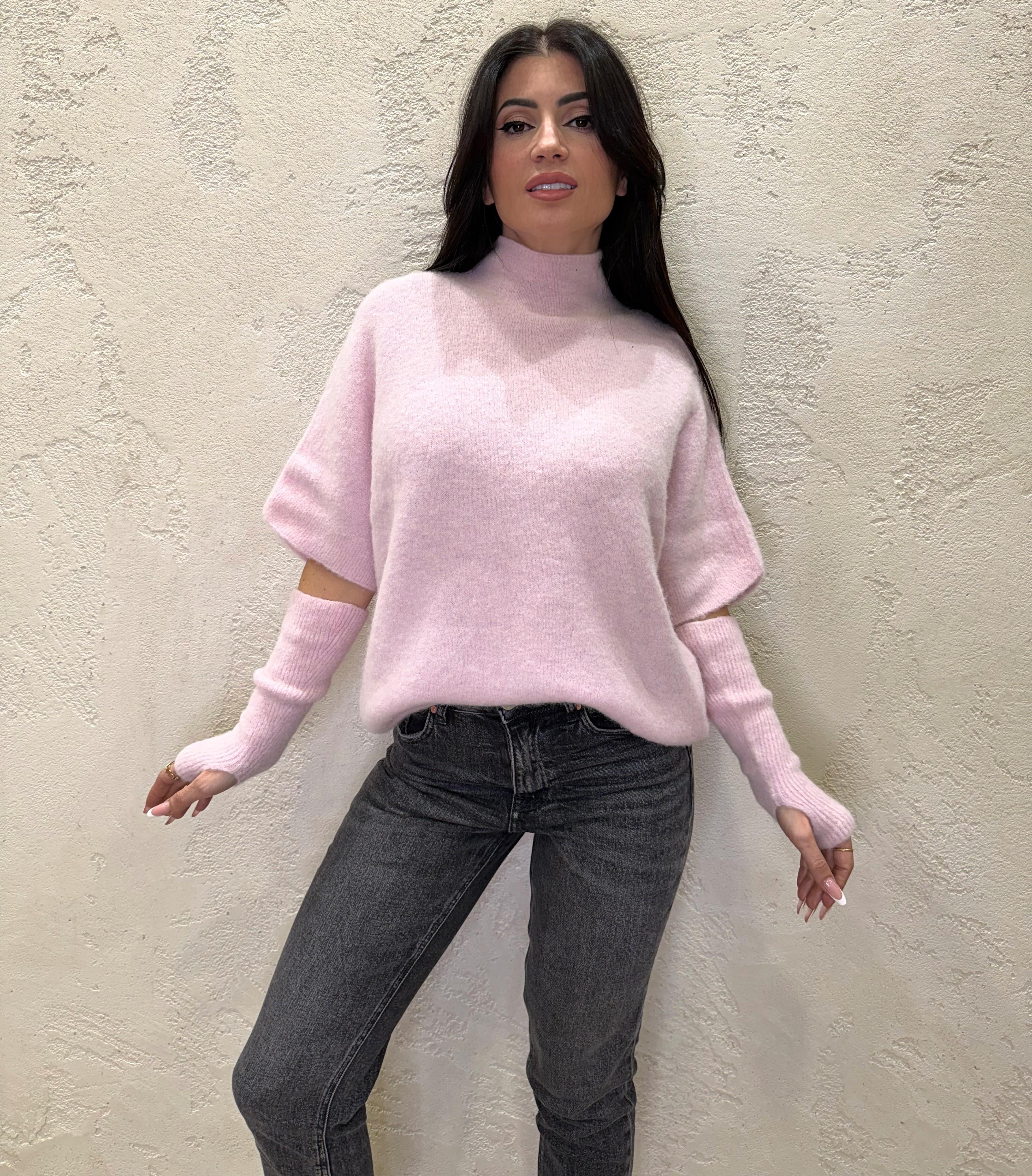 pull baby alpaca e lana con manicotti IT26028M ROSA MOTEL 