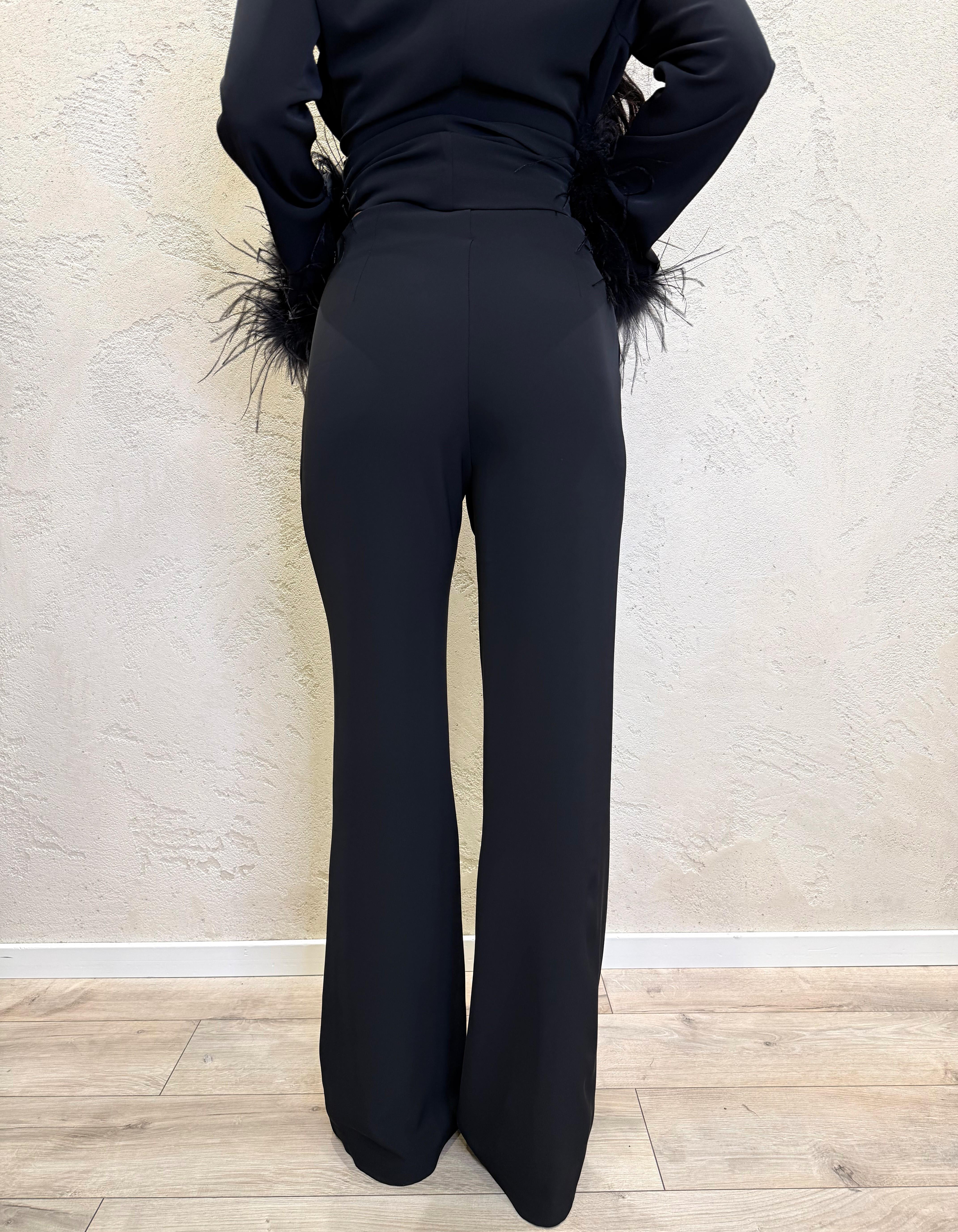 pantalone a palazzo 37748 NERO TENSIONE IN 