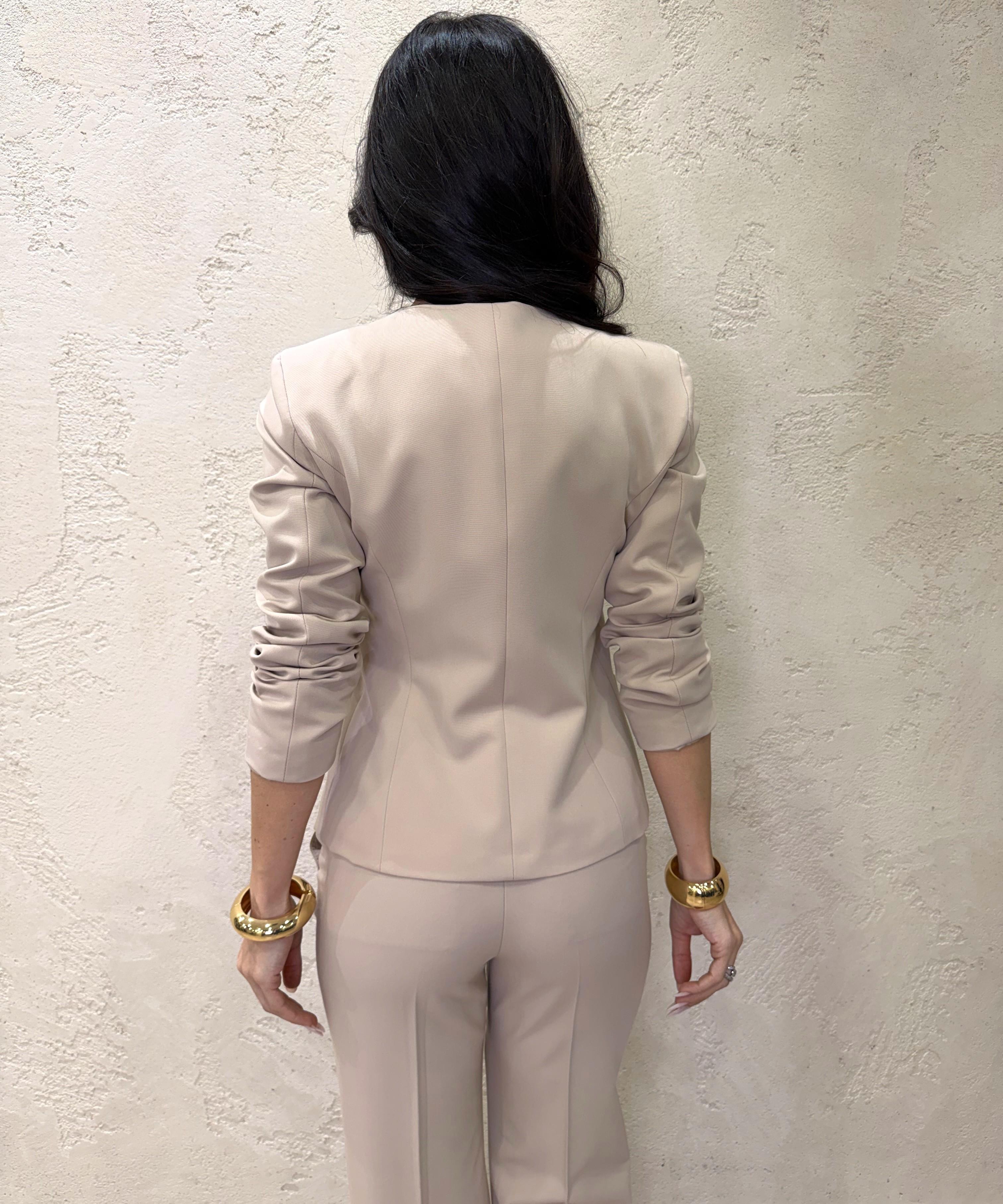 giacca chanellina infiancata TAB1716 BEIGE VICOLO 
