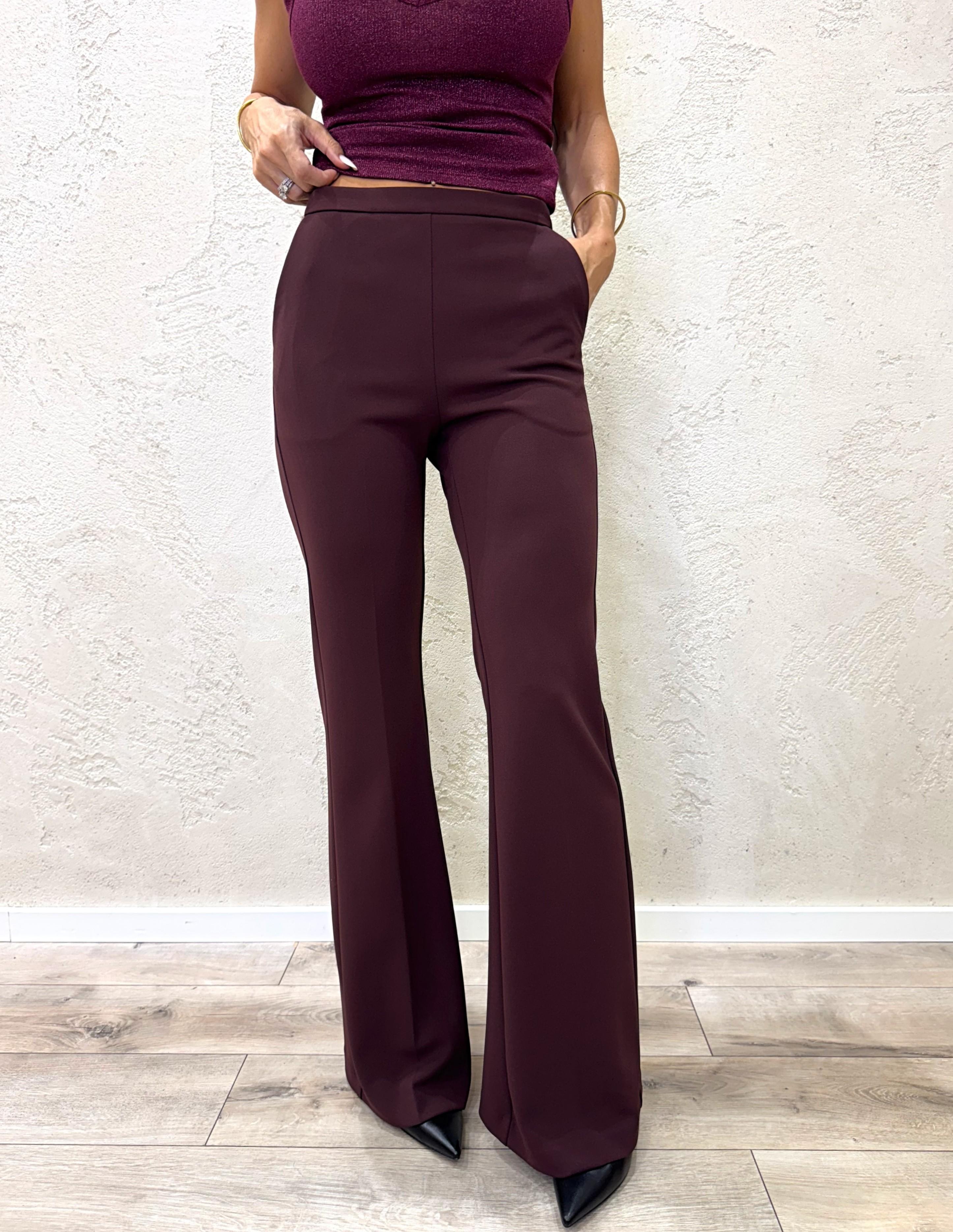 pantalone a zampa in crepe elasticizzato P3E9KAW PRUGNA IMPERIAL 