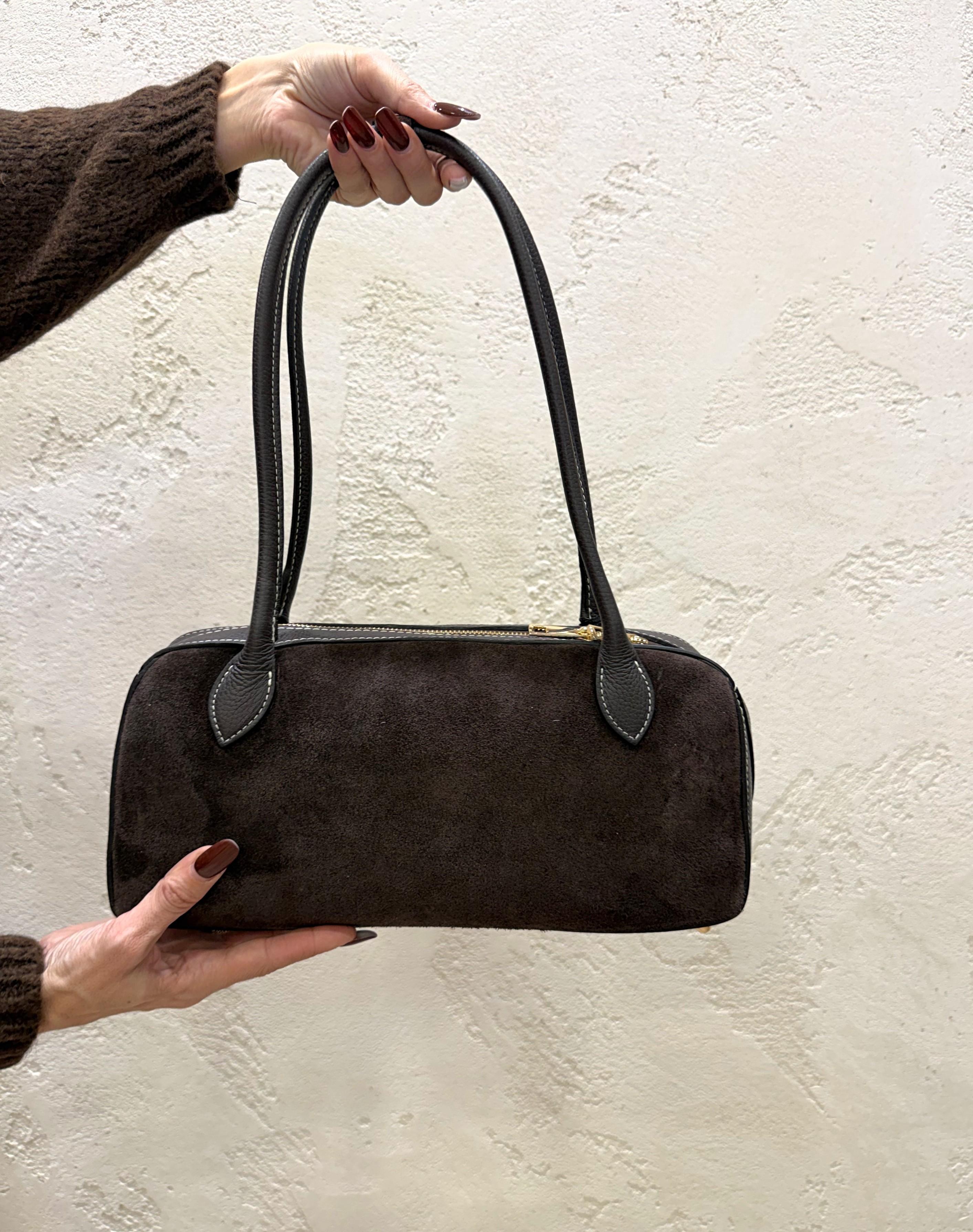 borsa a spalla rettangolare in vera pelle BSPALRET MORO ELEVI 