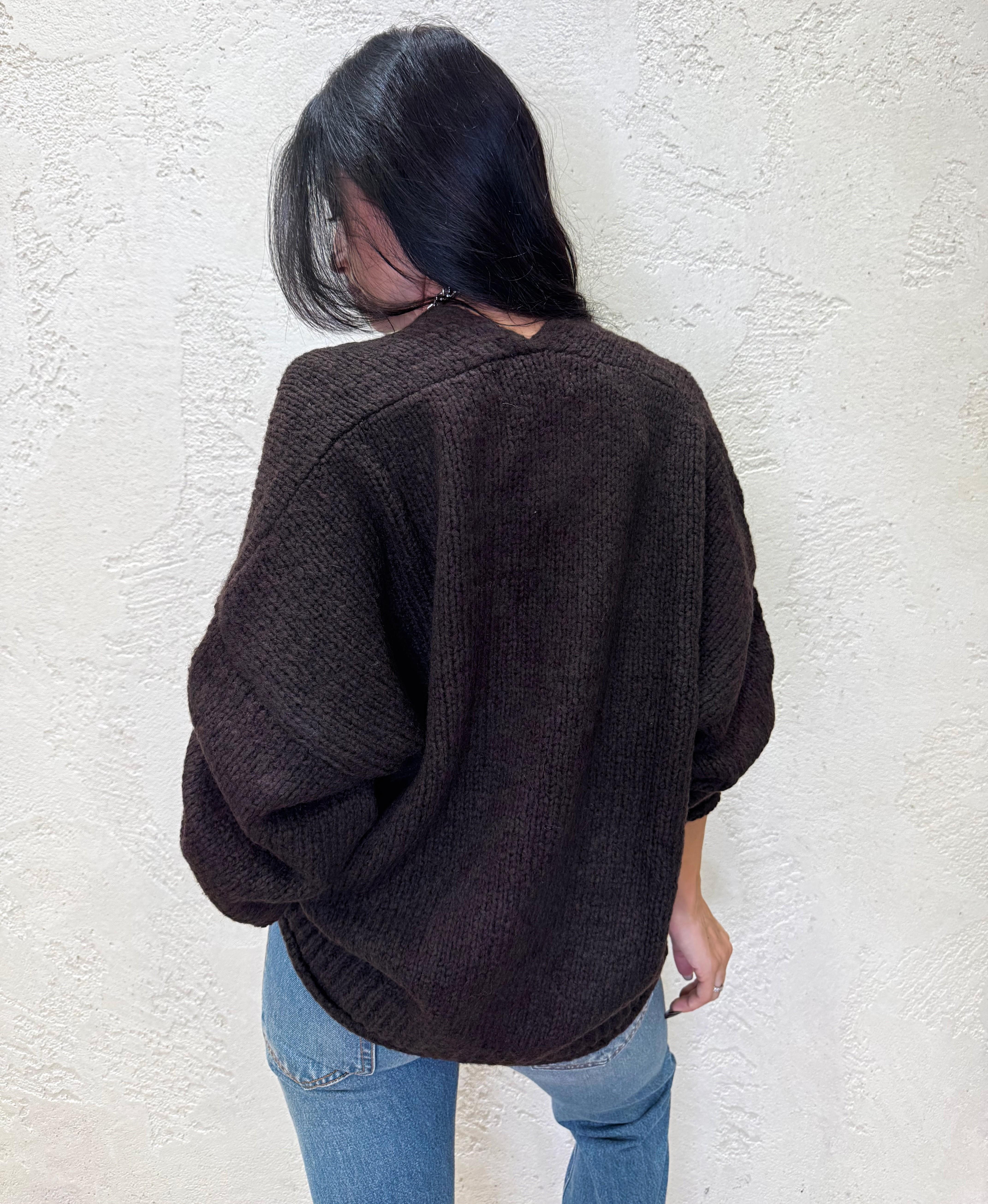 cardigan over misto lana e alpaca con bottoni JIT-P020 MORO HAVEONE 