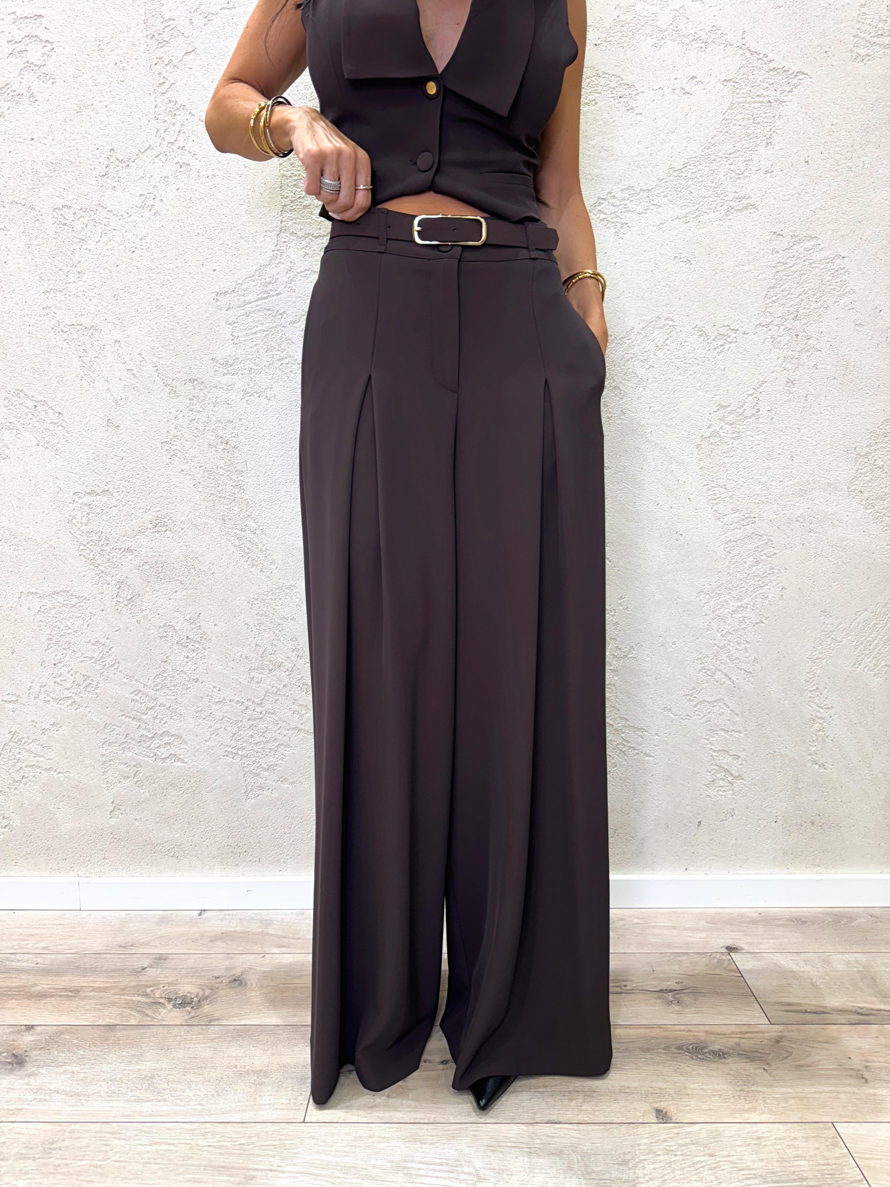 pantalone ampio con pinces PEZ3KHXC MORO IMPERIAL 
