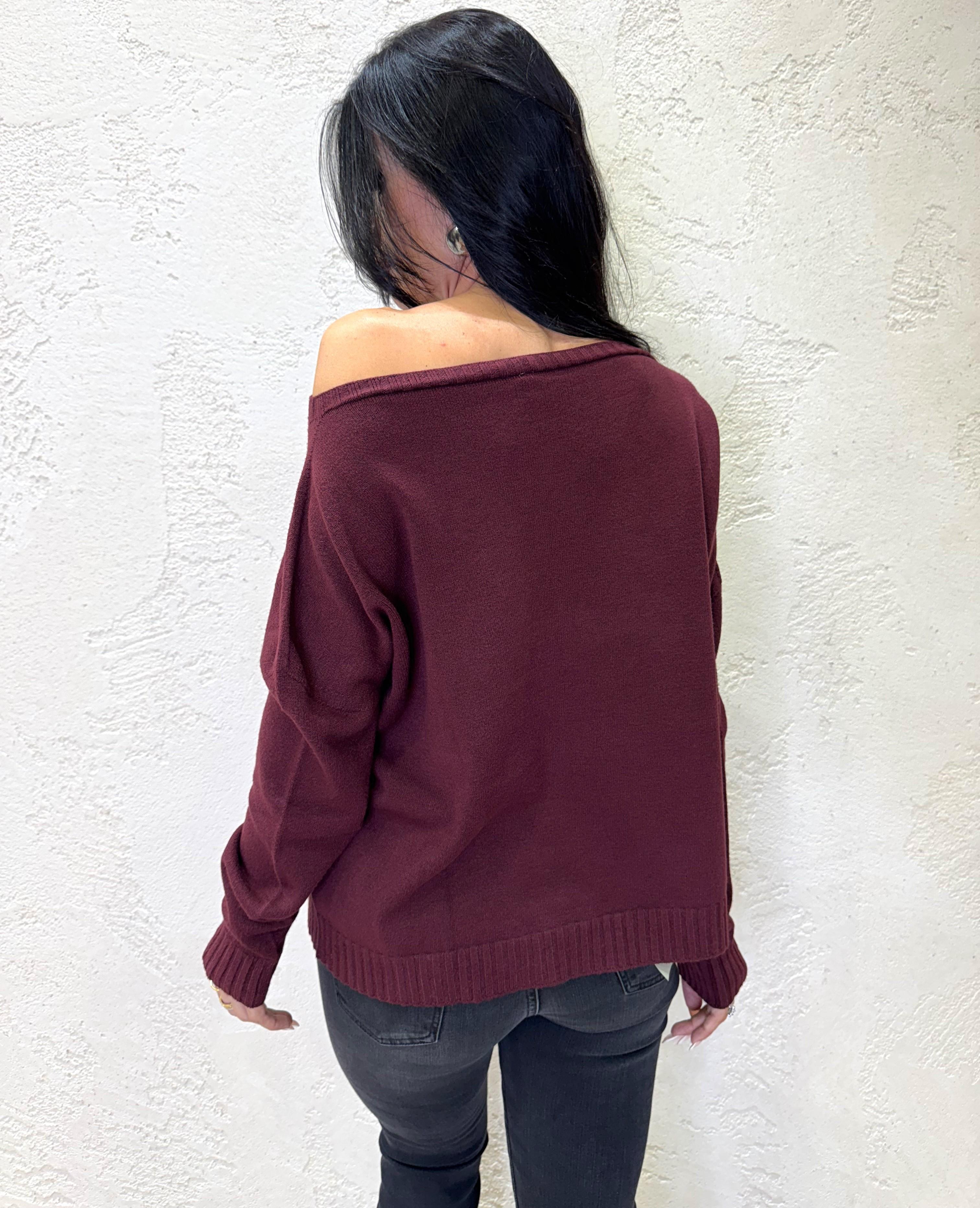 pull basico scollo a barchetta IT883NEW BORDEAUX TENSIONE IN 