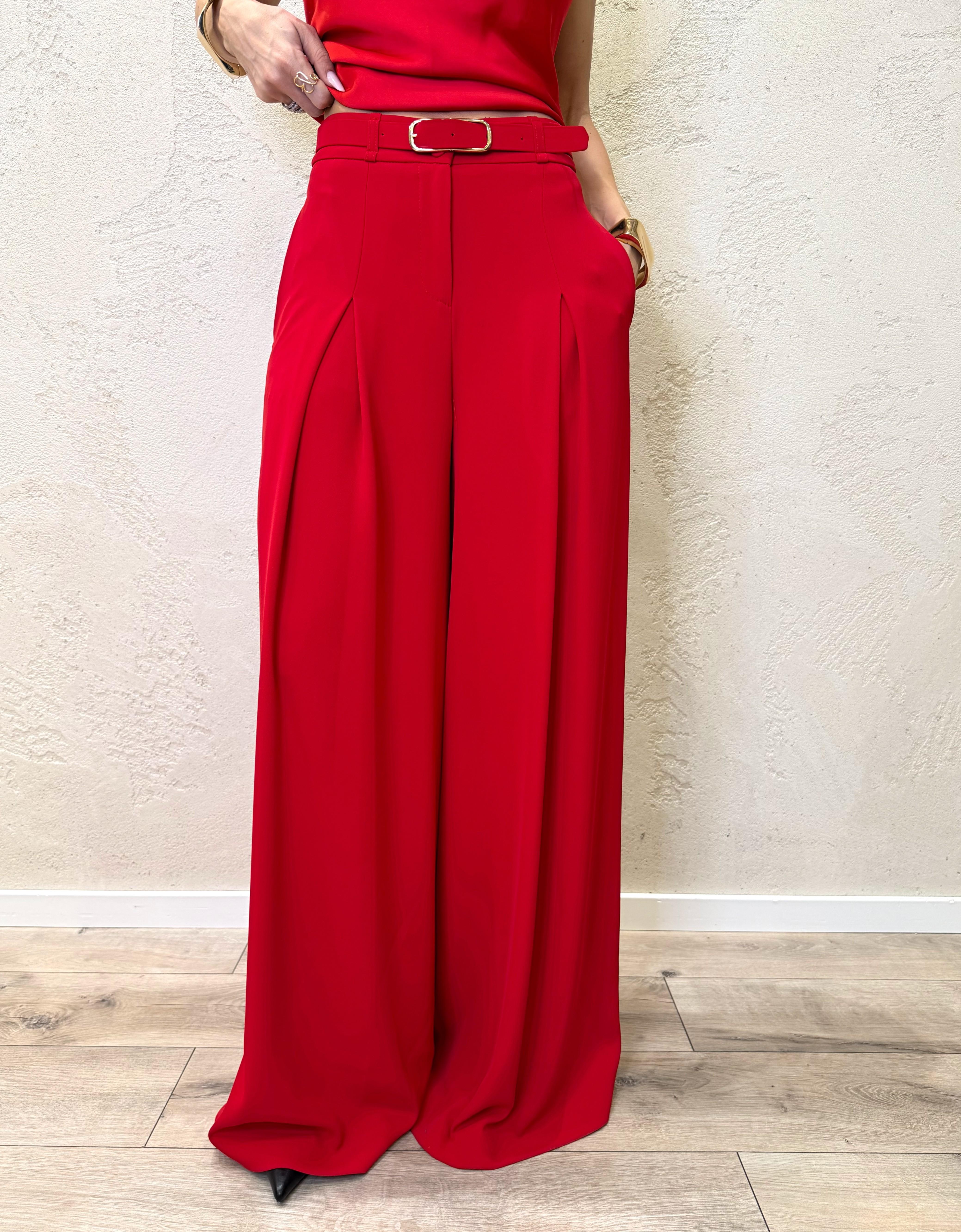 pantalone ampio con pinces PEZ3LHXC ROSSO IMPERIAL 