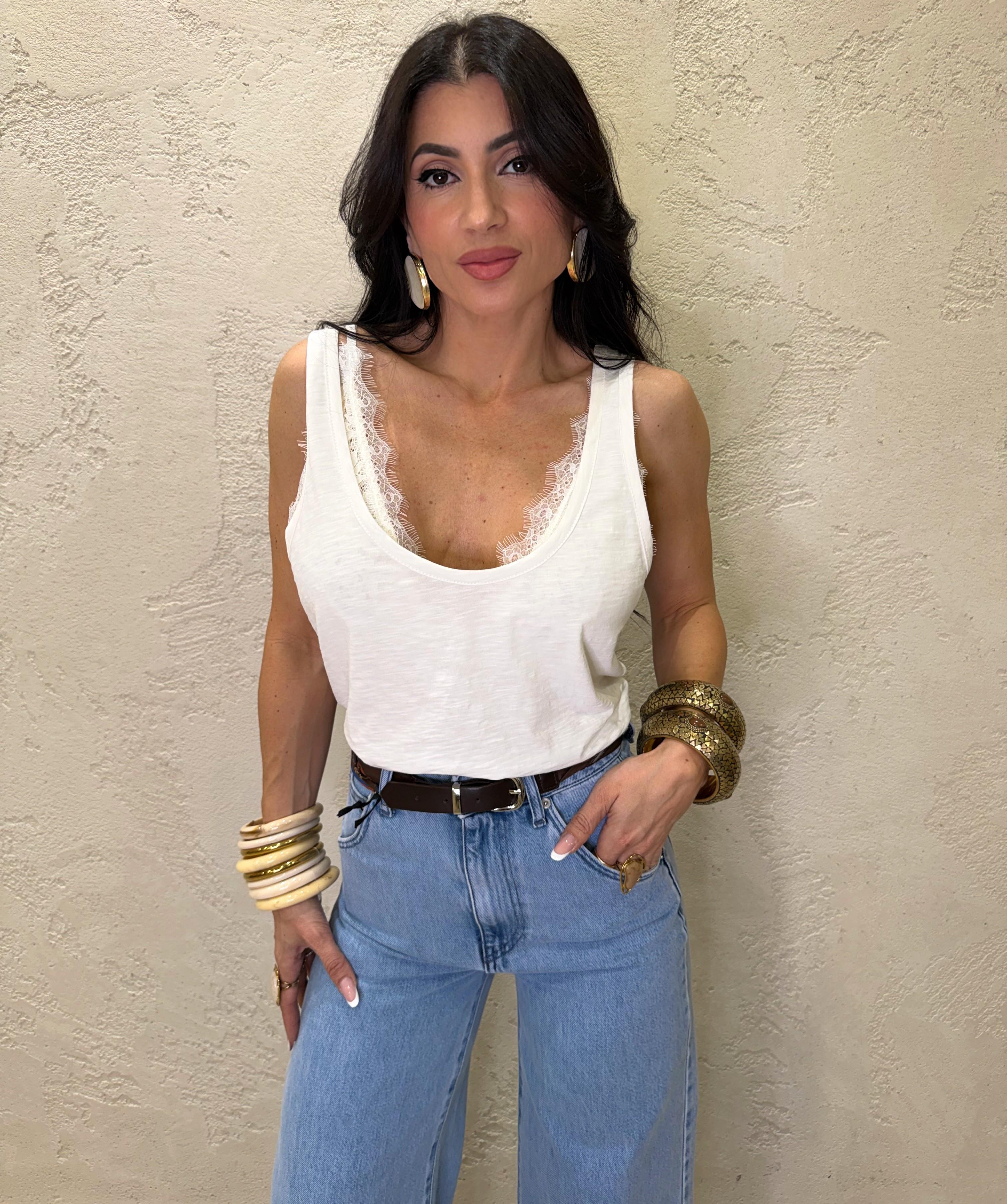 canotta con top in pizzo RVS-Q134 BIANCO HAVEONE 