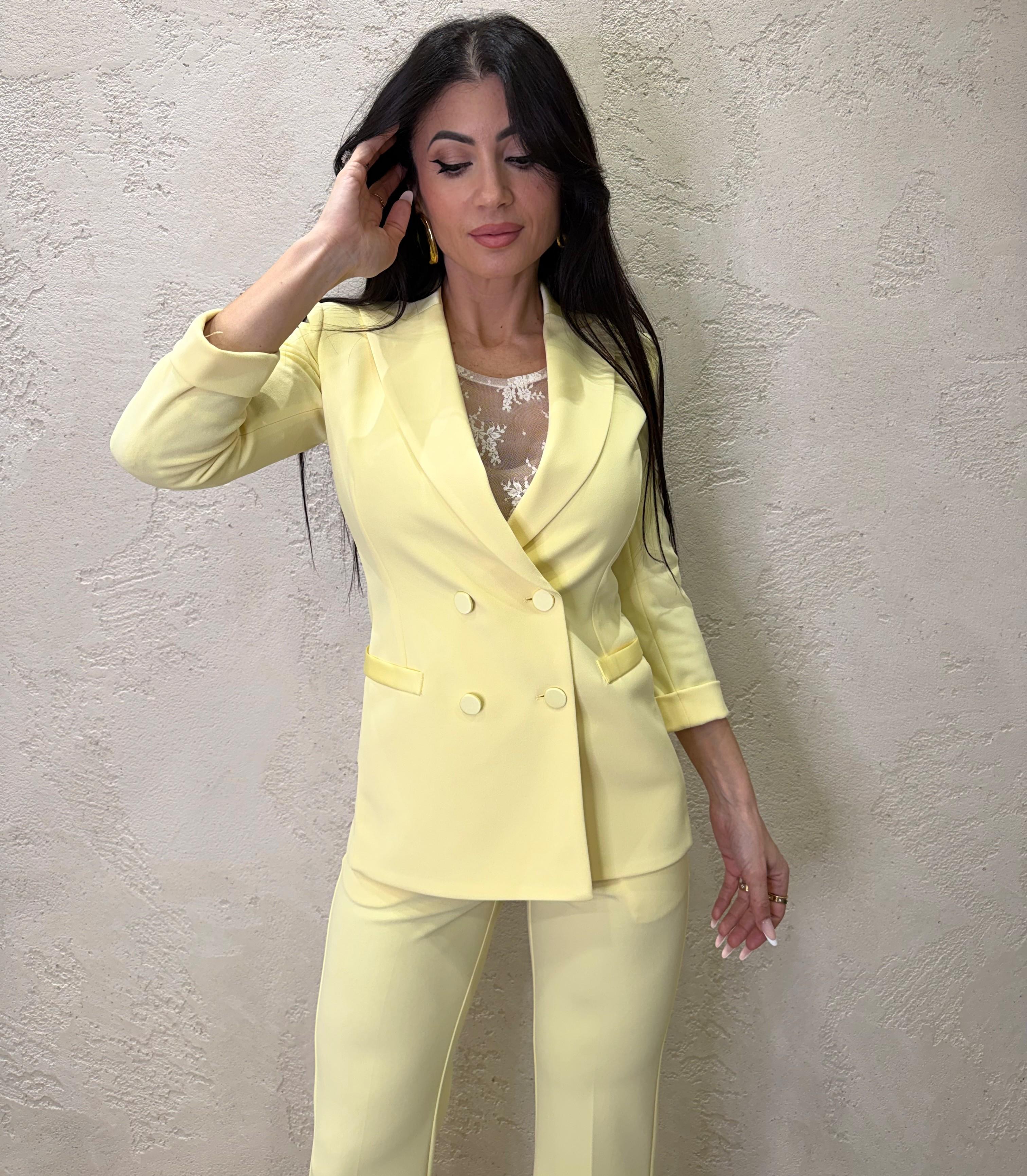 blazer doppiopetto in crepe elasticizzato JU25LAW CANARINO IMPERIAL 