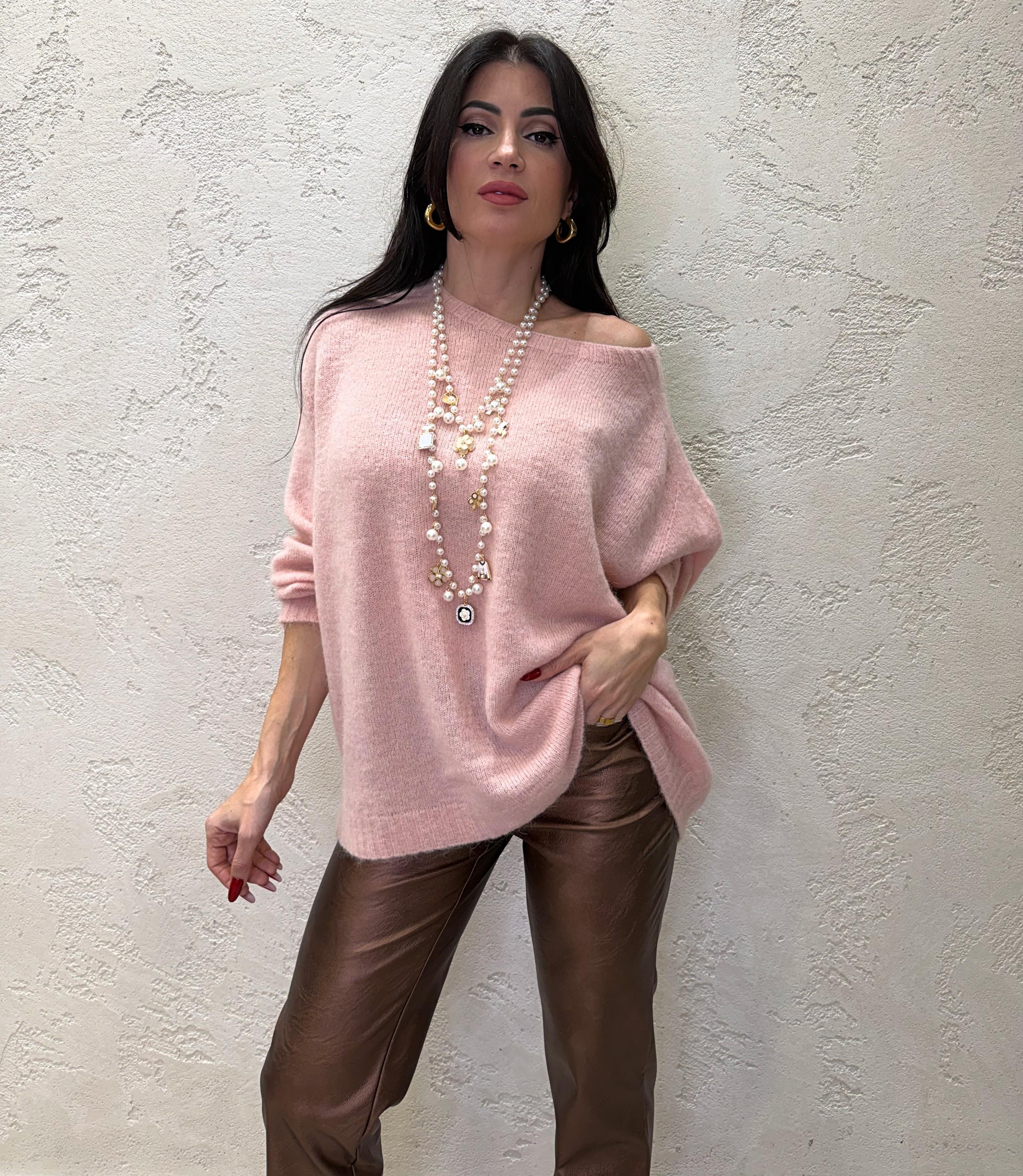 pull misto mohair a scatoletta vestibilità oversize 55225F ROSA VICOLO 