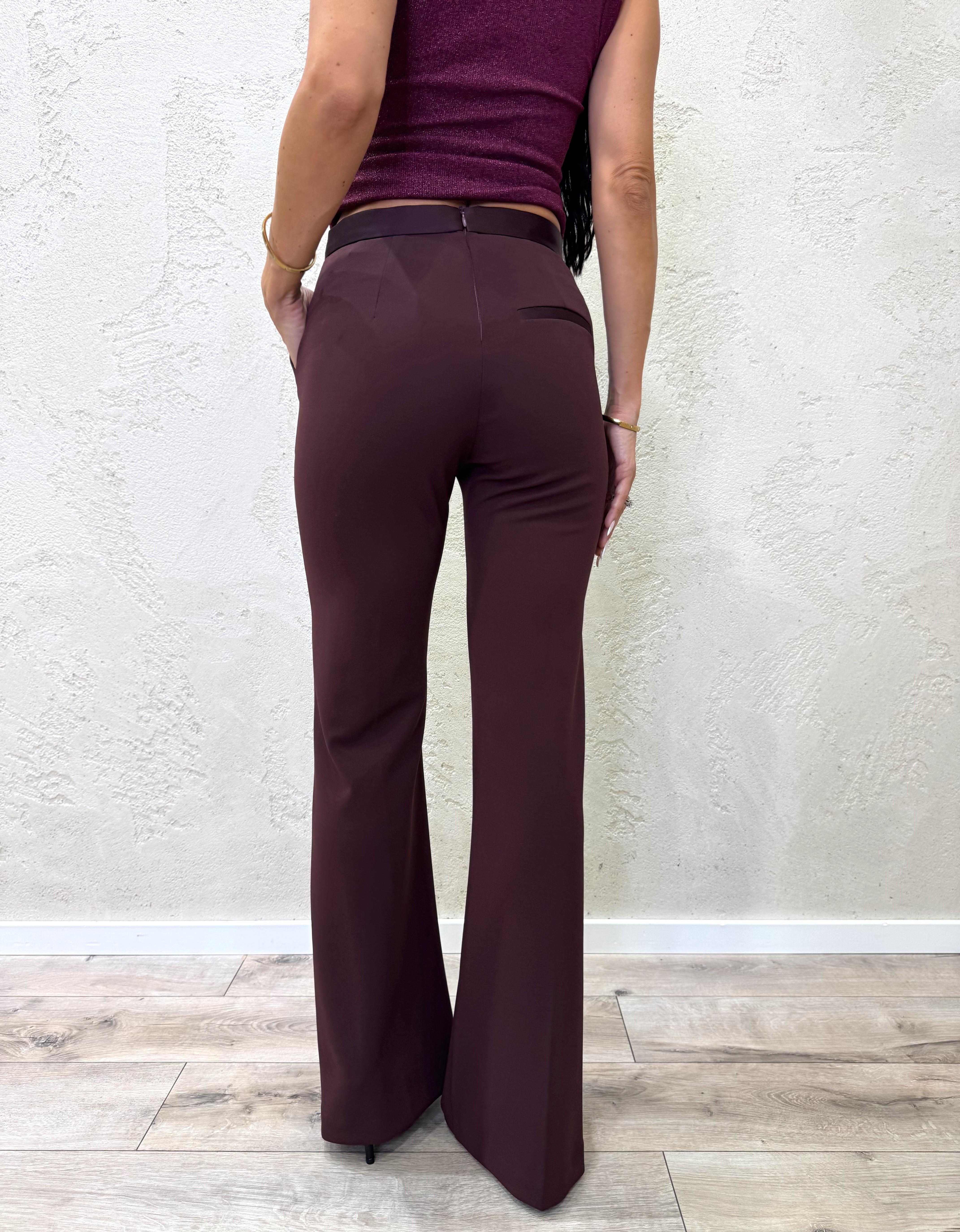 pantalone a zampa in crepe elasticizzato P3E9KAW PRUGNA IMPERIAL 