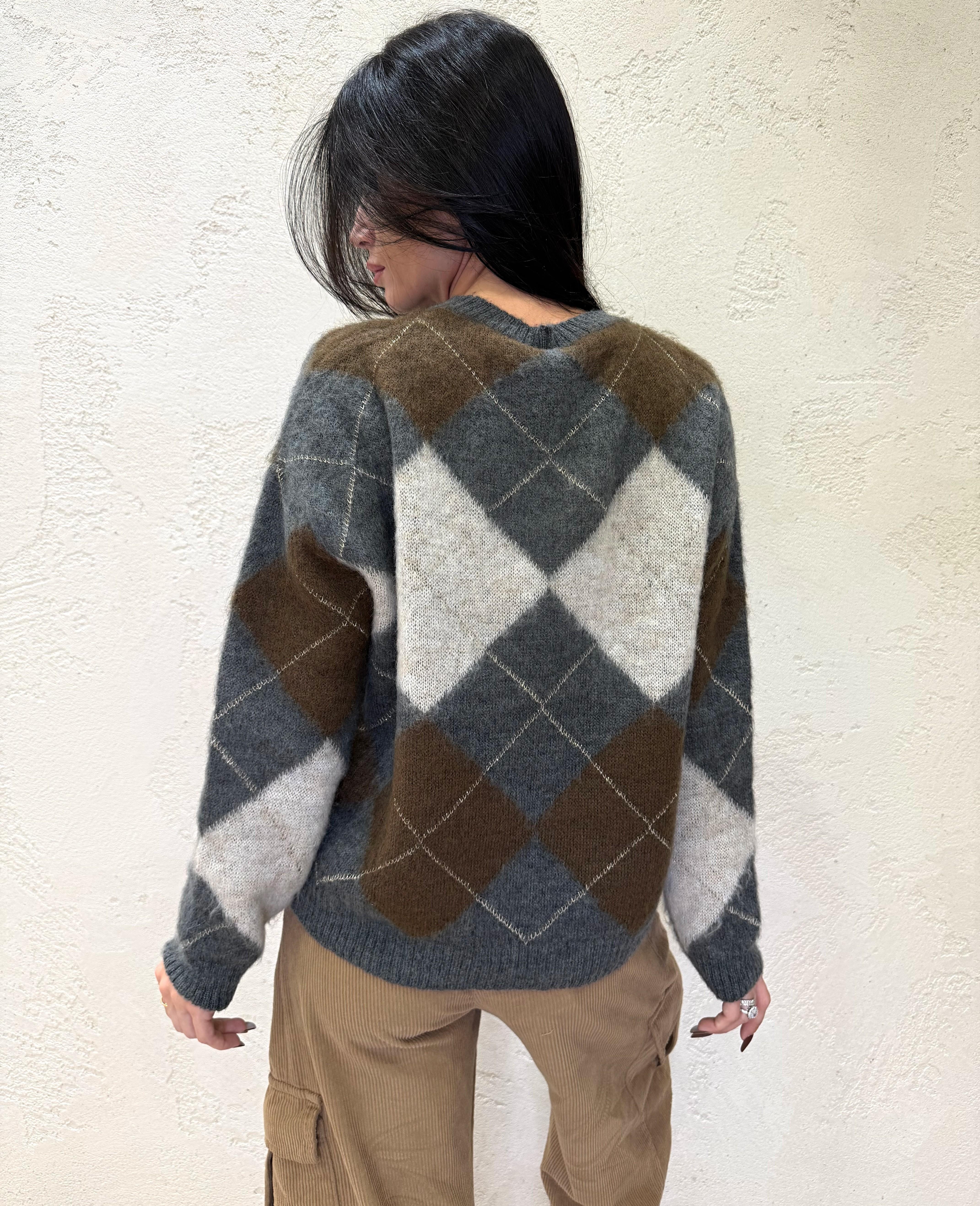 pull misto mohair fantasia D80988 GRIGIO/MARRONE/BURRO TENSIONE IN 