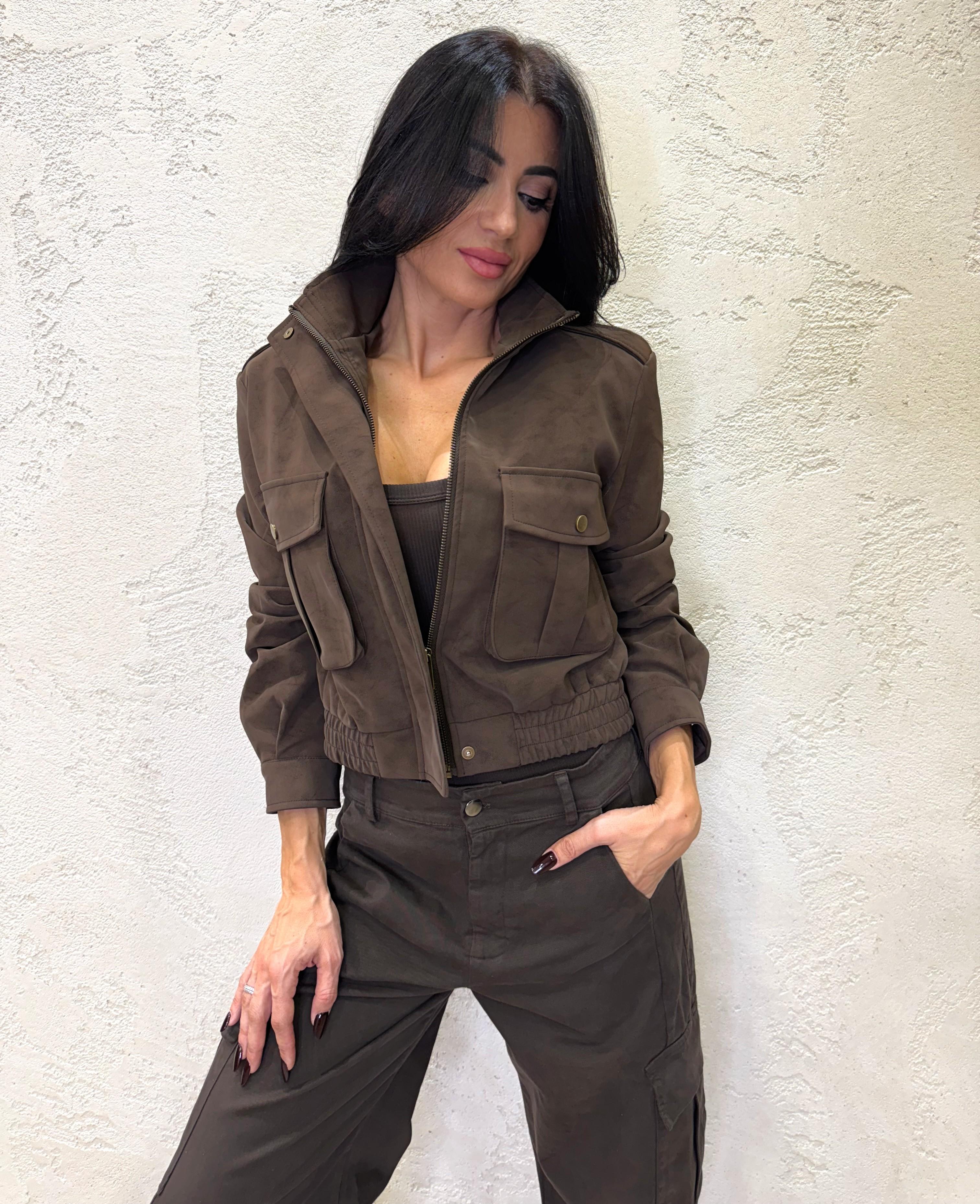 bomber in ecopelle effetto splmato BOMBSPALM MORO ELEVI 