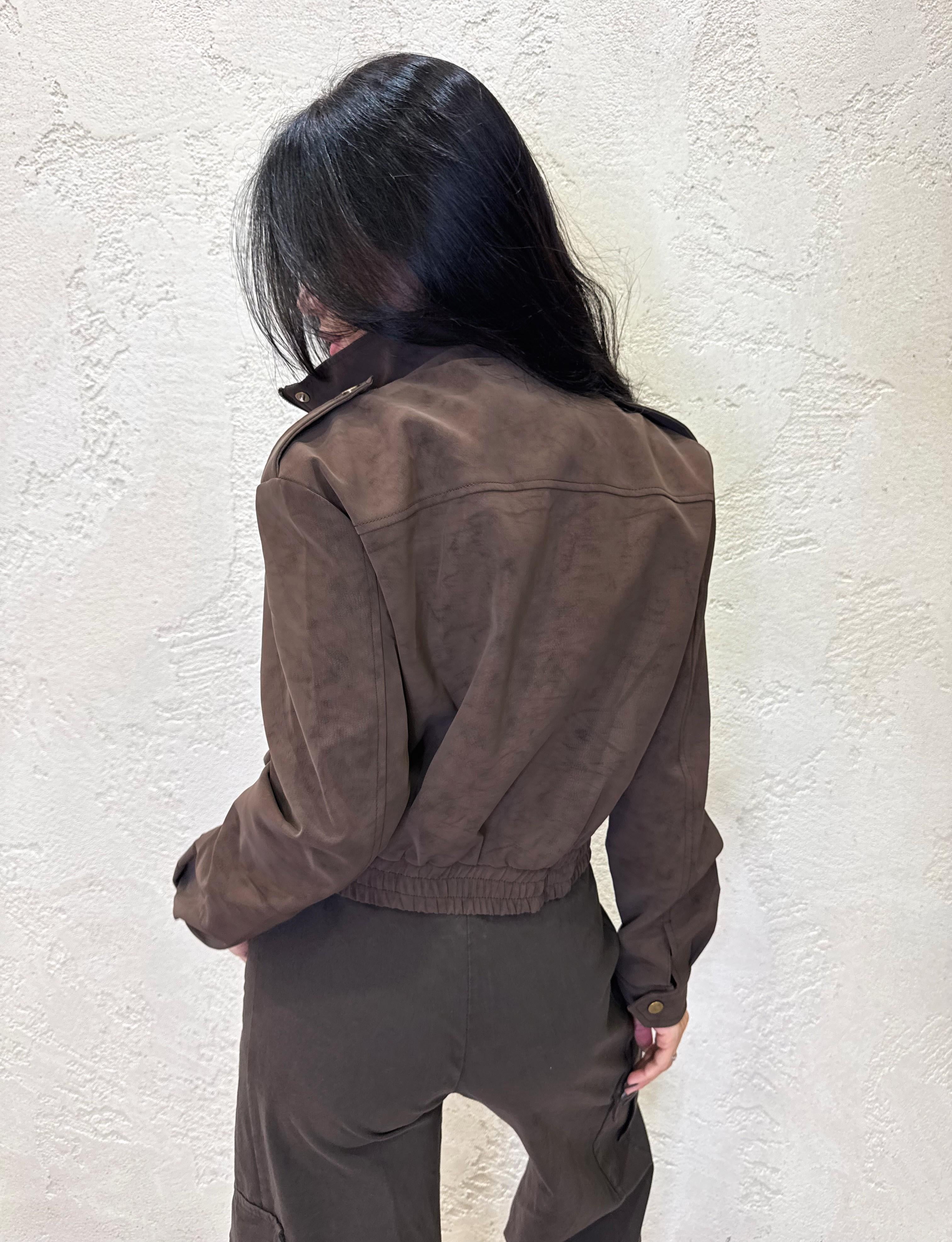 bomber in ecopelle effetto splmato BOMBSPALM MORO ELEVI 