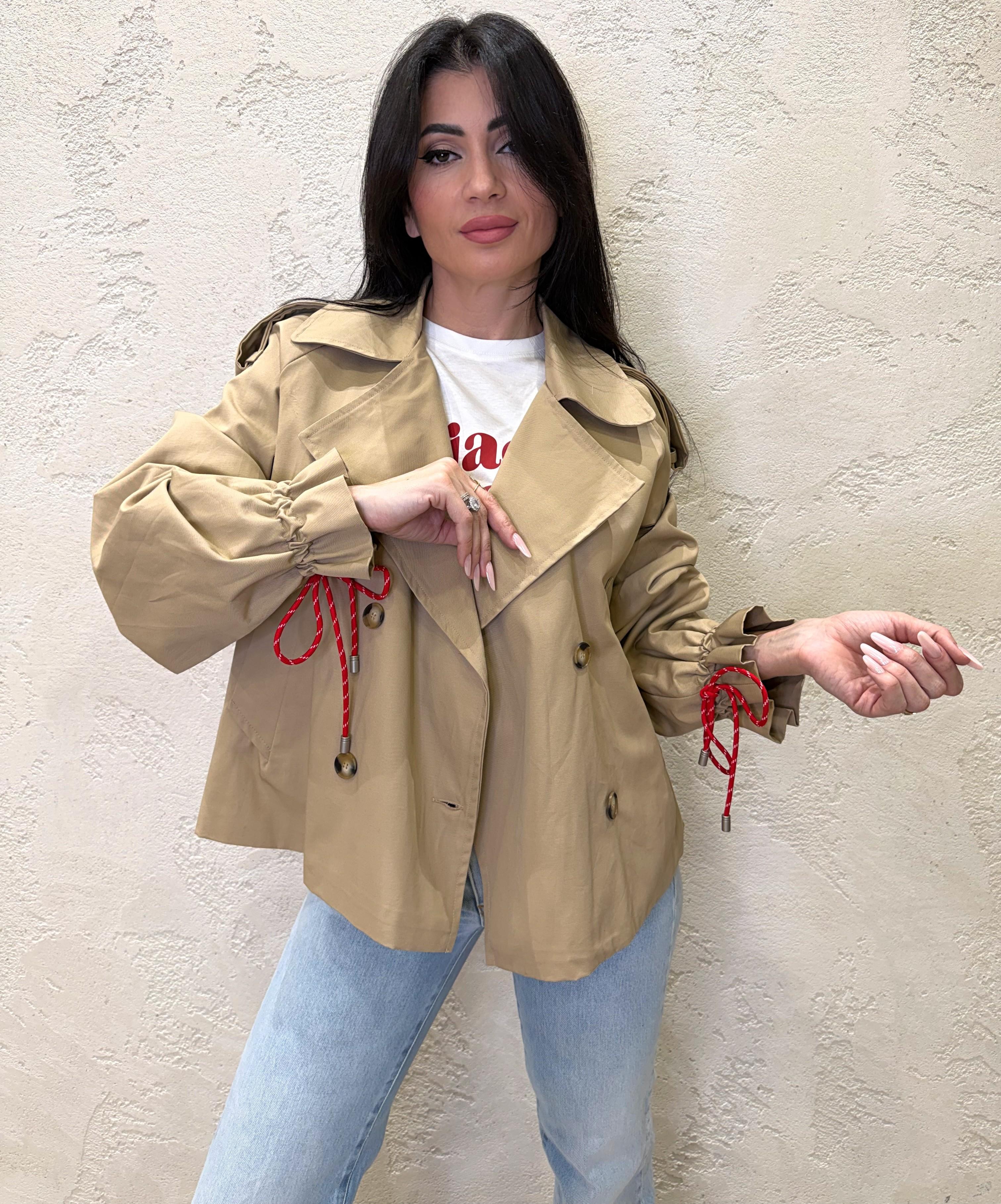 trench corto doppiopetto TAB0393 BEIGE VICOLO 