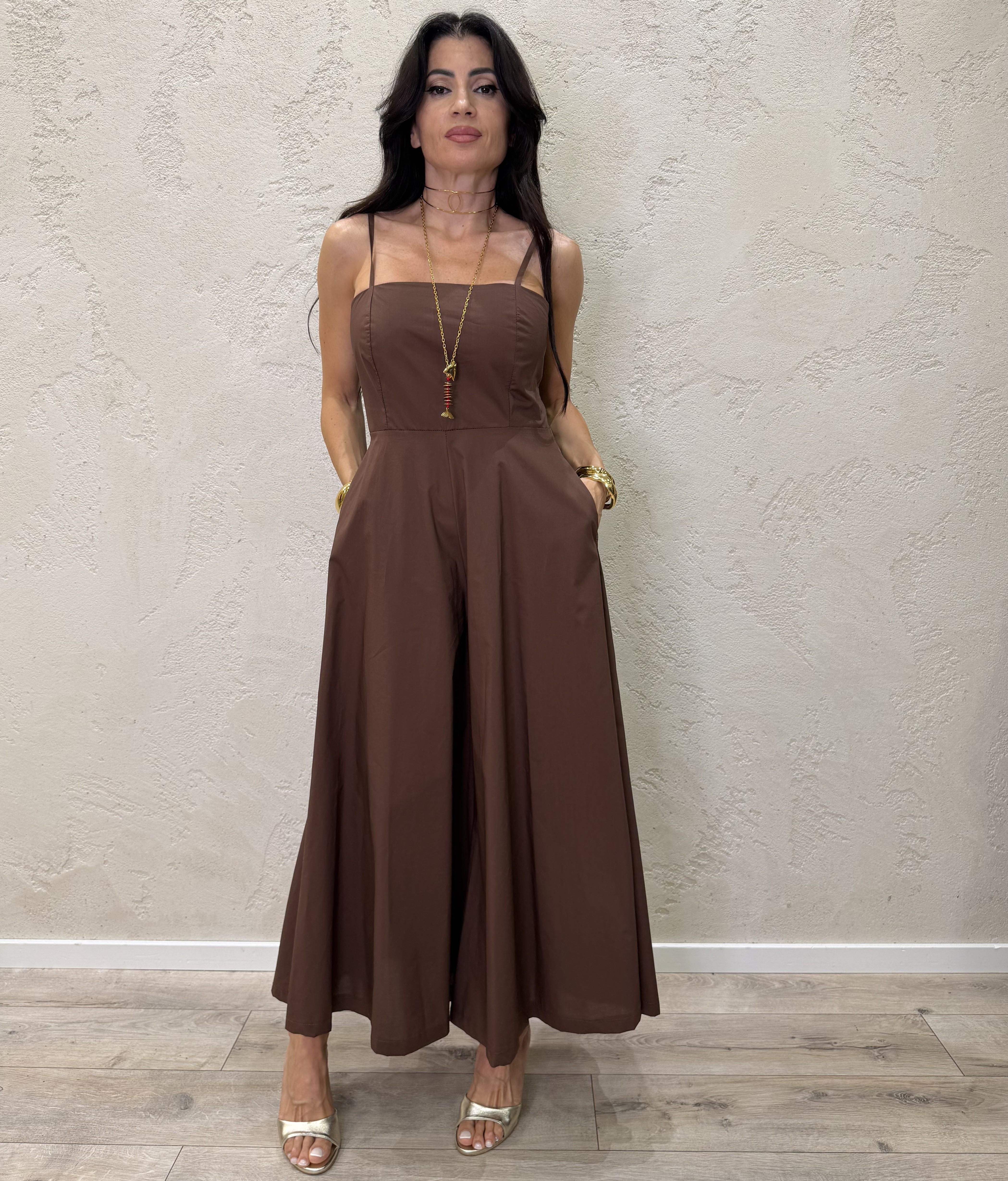 jumpsuit effetto gonna in cotone paracadute PE260302 MORO TENSIONE IN 