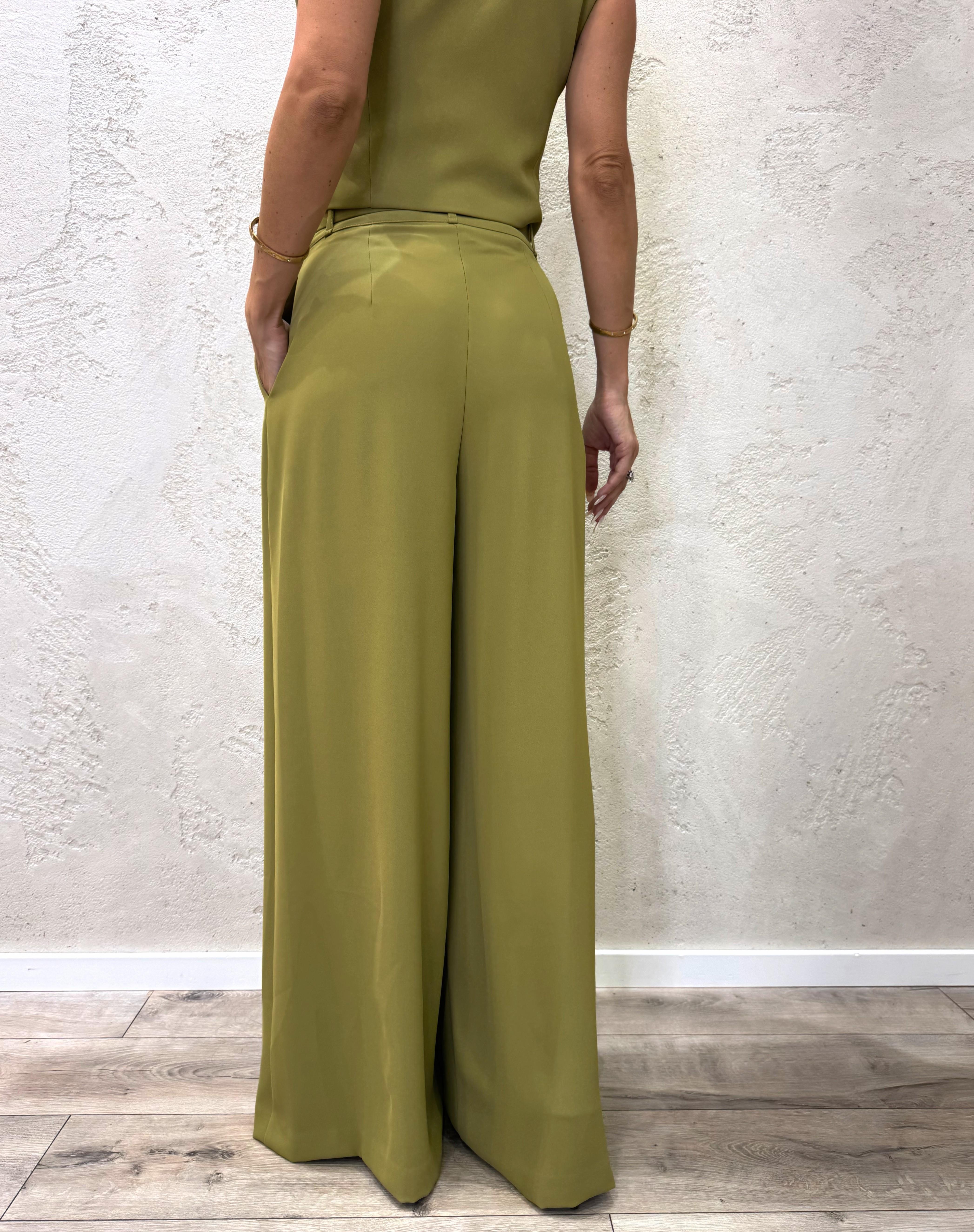 pantalone ampio con pinces PEZ3KHXC OLIO IMPERIAL 