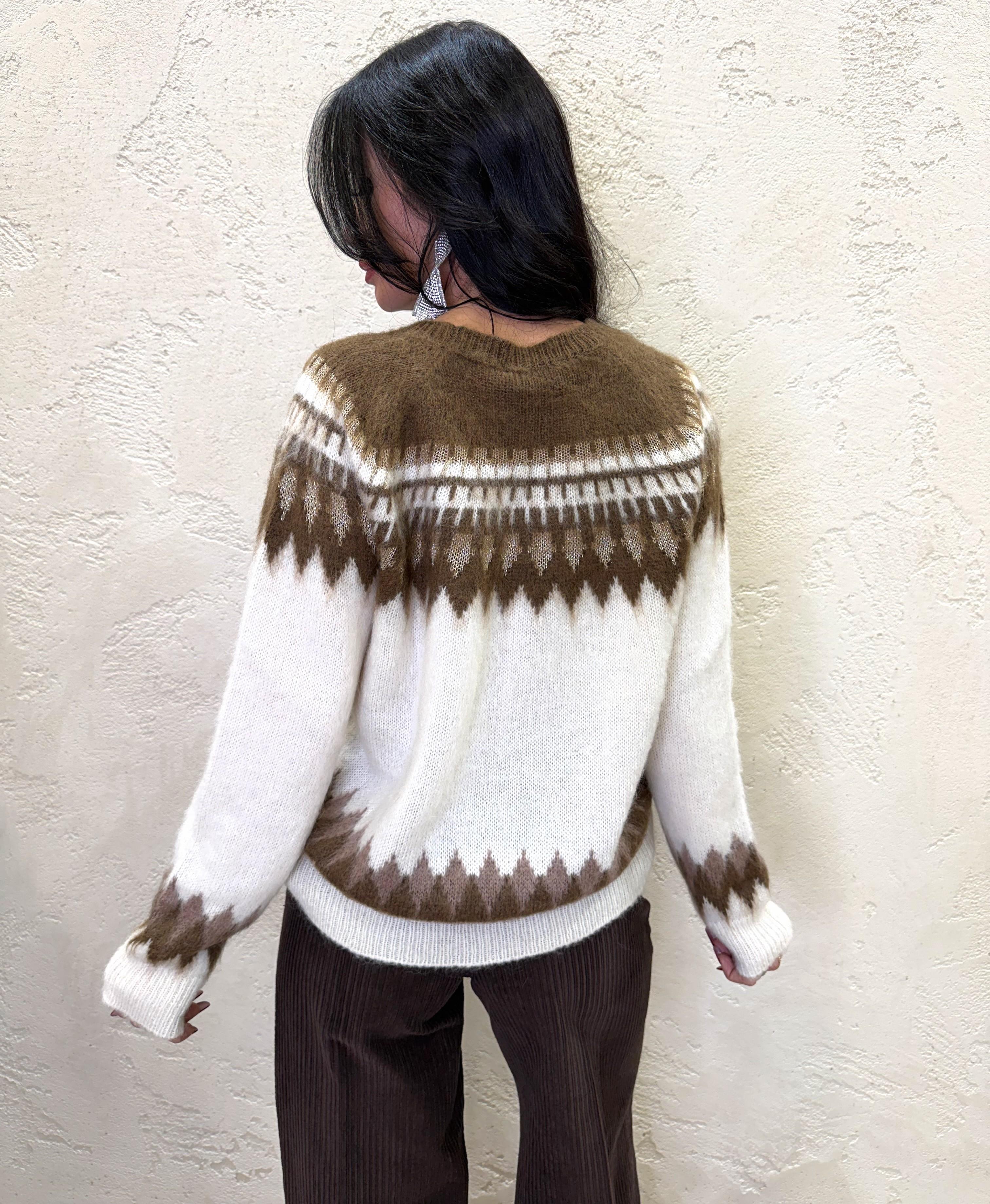 pull misto mohair jacquard D82154 PANNA/MORO MOTEL 