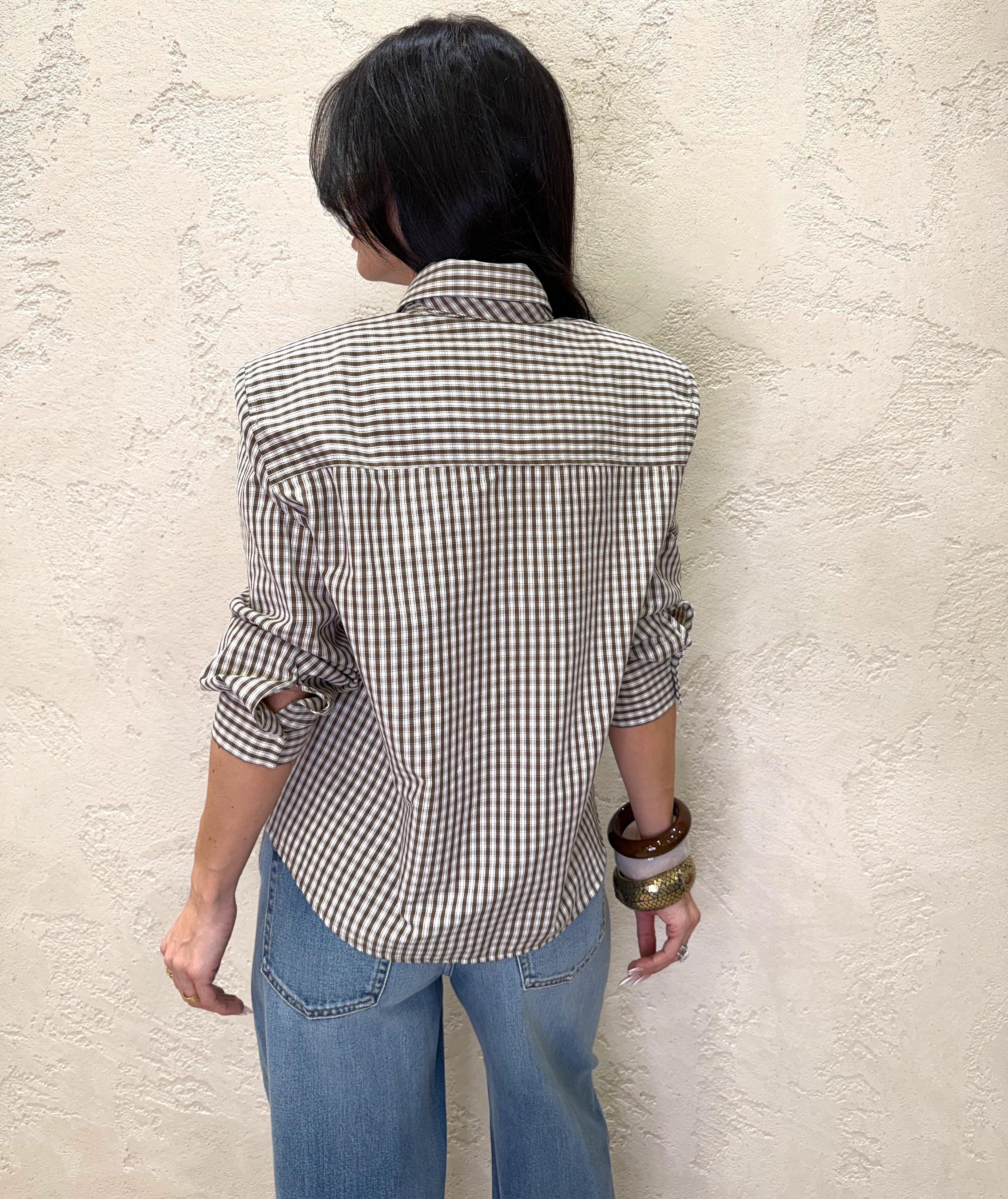camicia a scatoletta con cravatta in dotazione fantasia check PE260086 MORO TENSIONE IN 