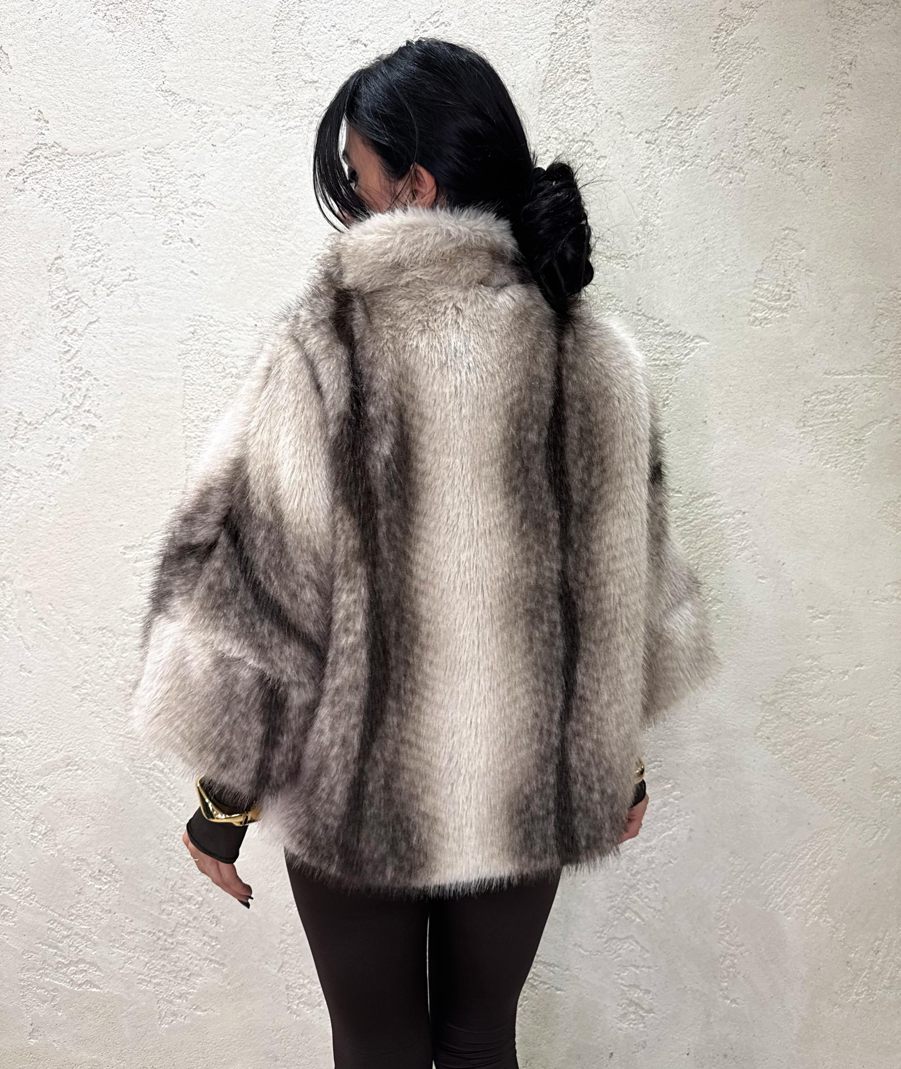 ecopelliccia poncho pelo lungo manica 3/4 PPONCHO NATURALE ELEVI 