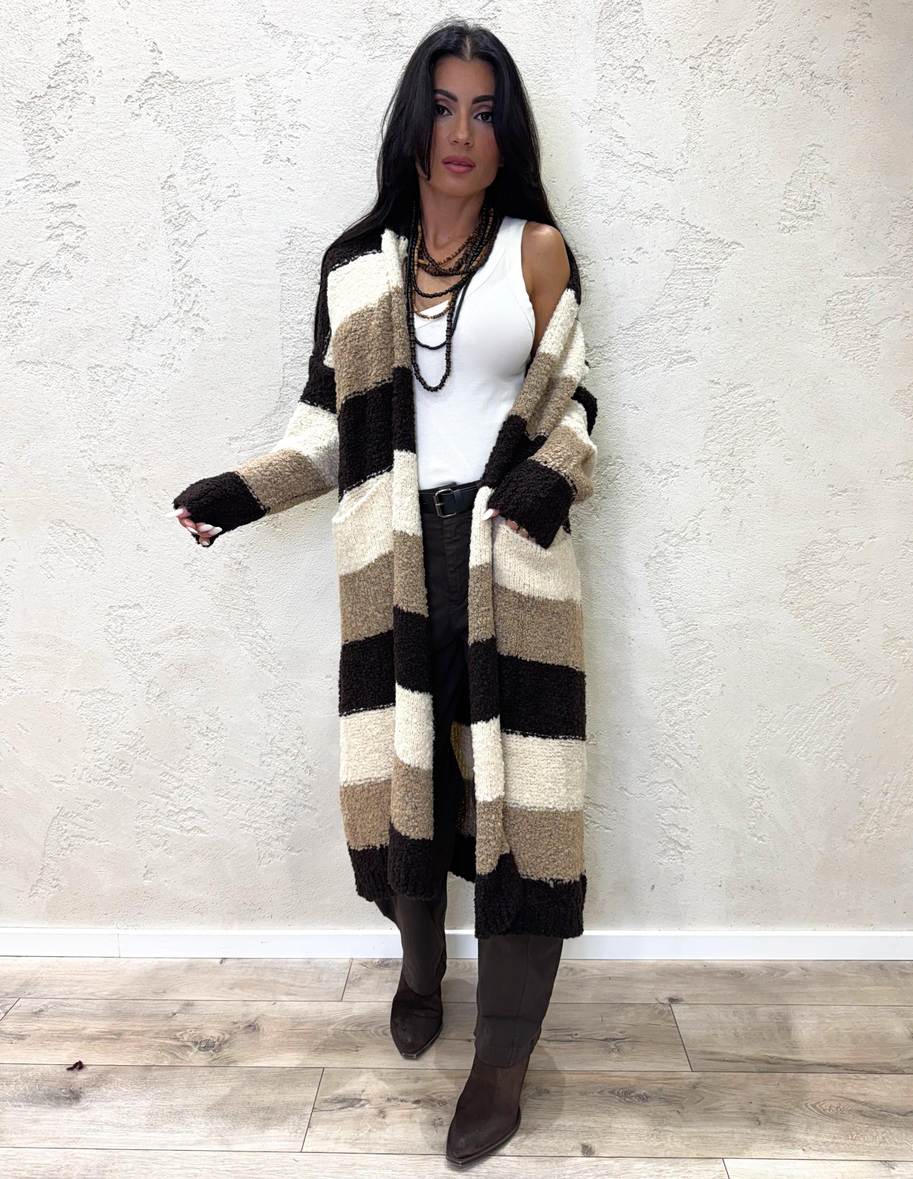 cardigan lungo misto lana e alpaca 3VV06 MORO SUSY MIX 