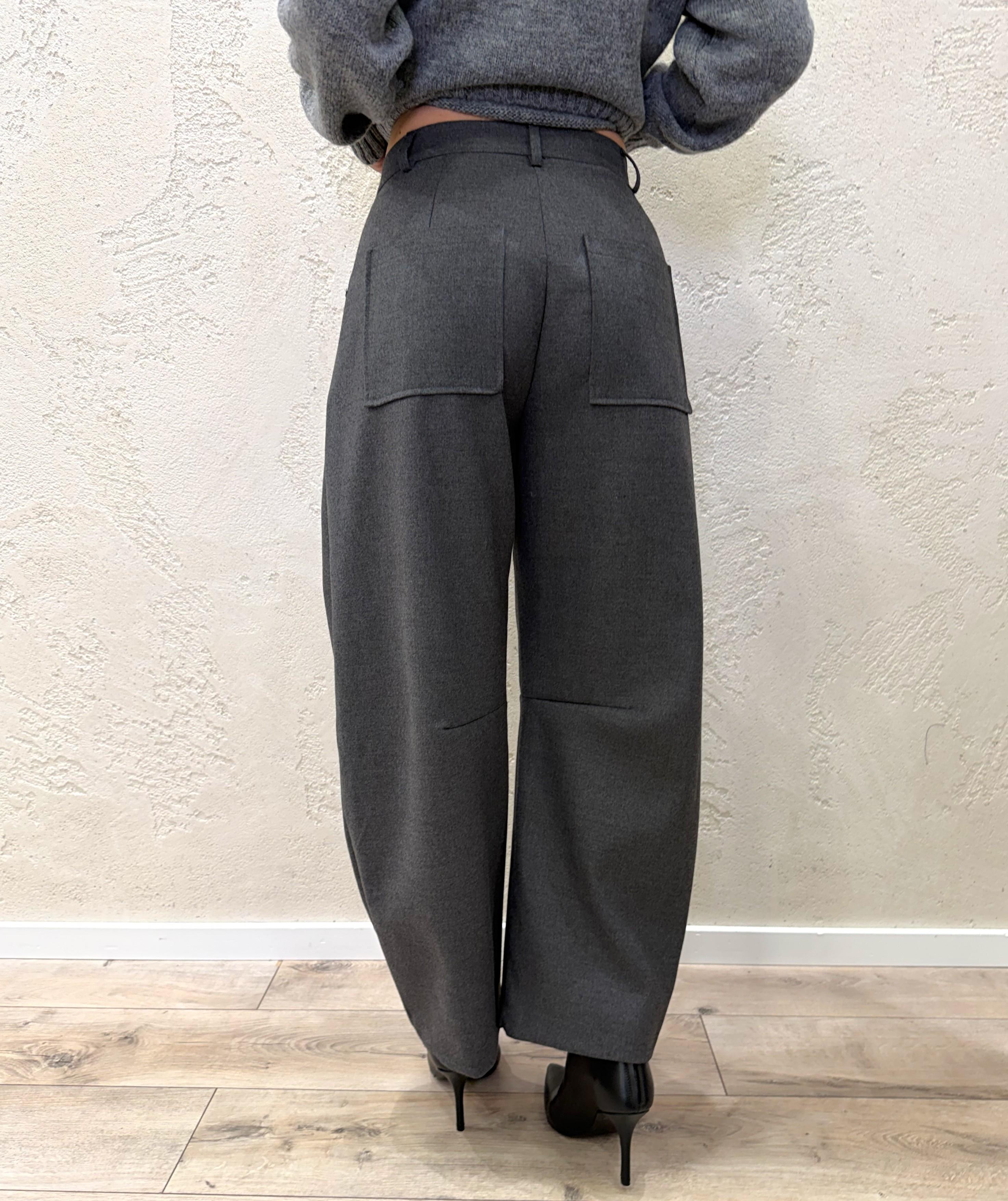 pantalone a ferro di cavallo in calda viscosa TF2239 GRIGIO VICOLO 
