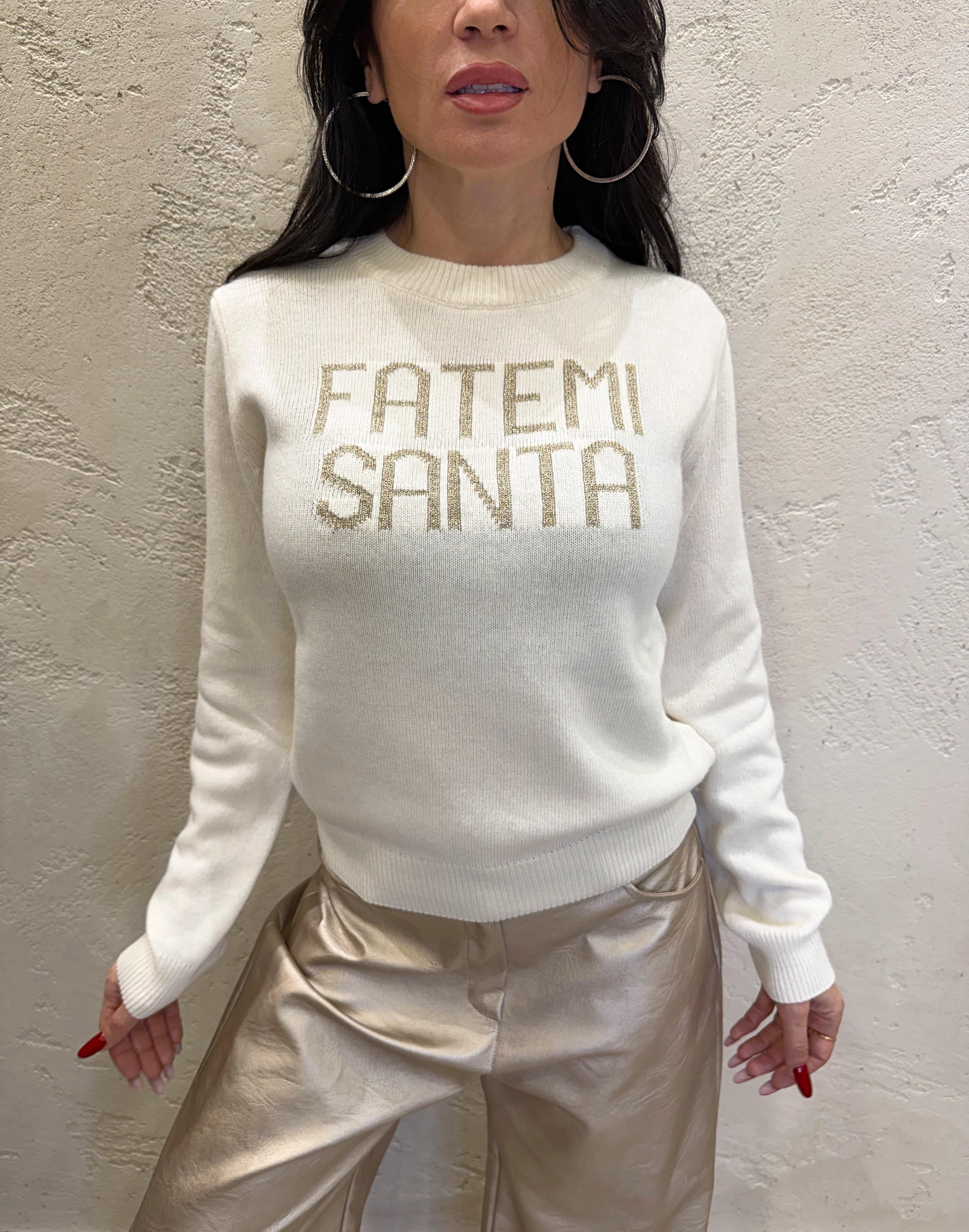 maglioncino con ricamo "fatemi santa" D82072 BURRO TENSIONE IN 