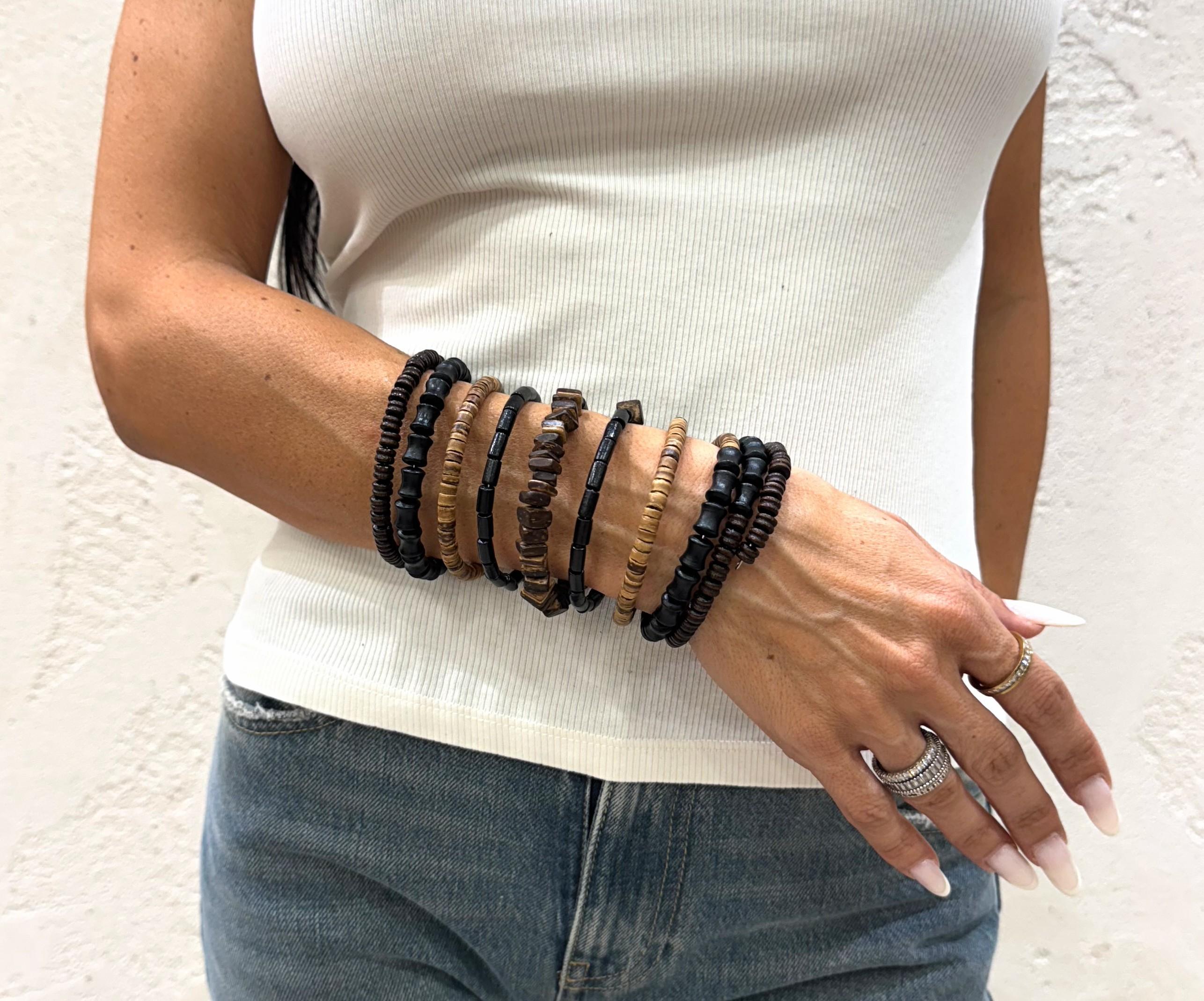 bracciale a spirale in legno BRACCLEGN MARRONE/NERO ELEVI 