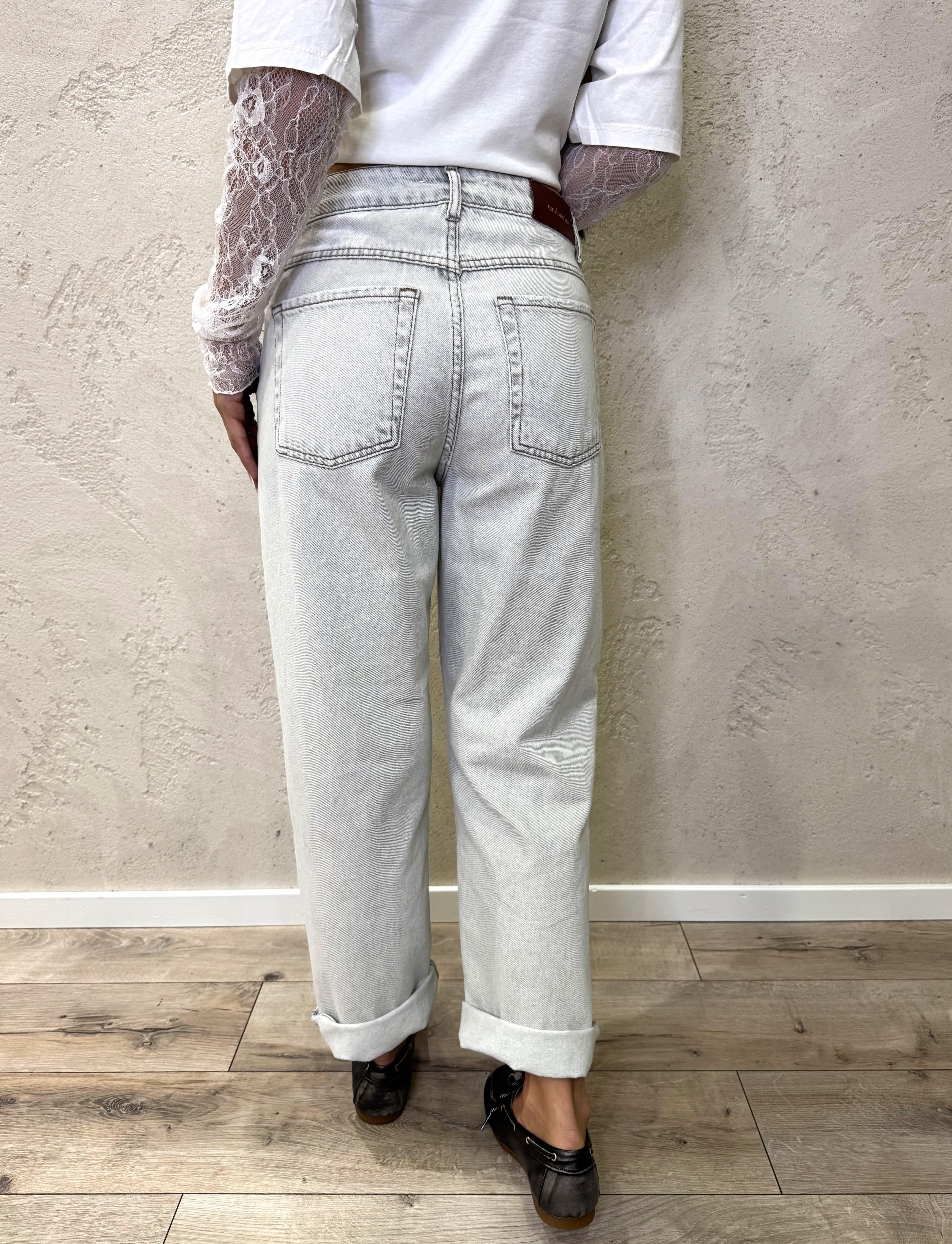 jeans a gamba dritta TOM-GRIS GHIACCIO TENSIONE IN 