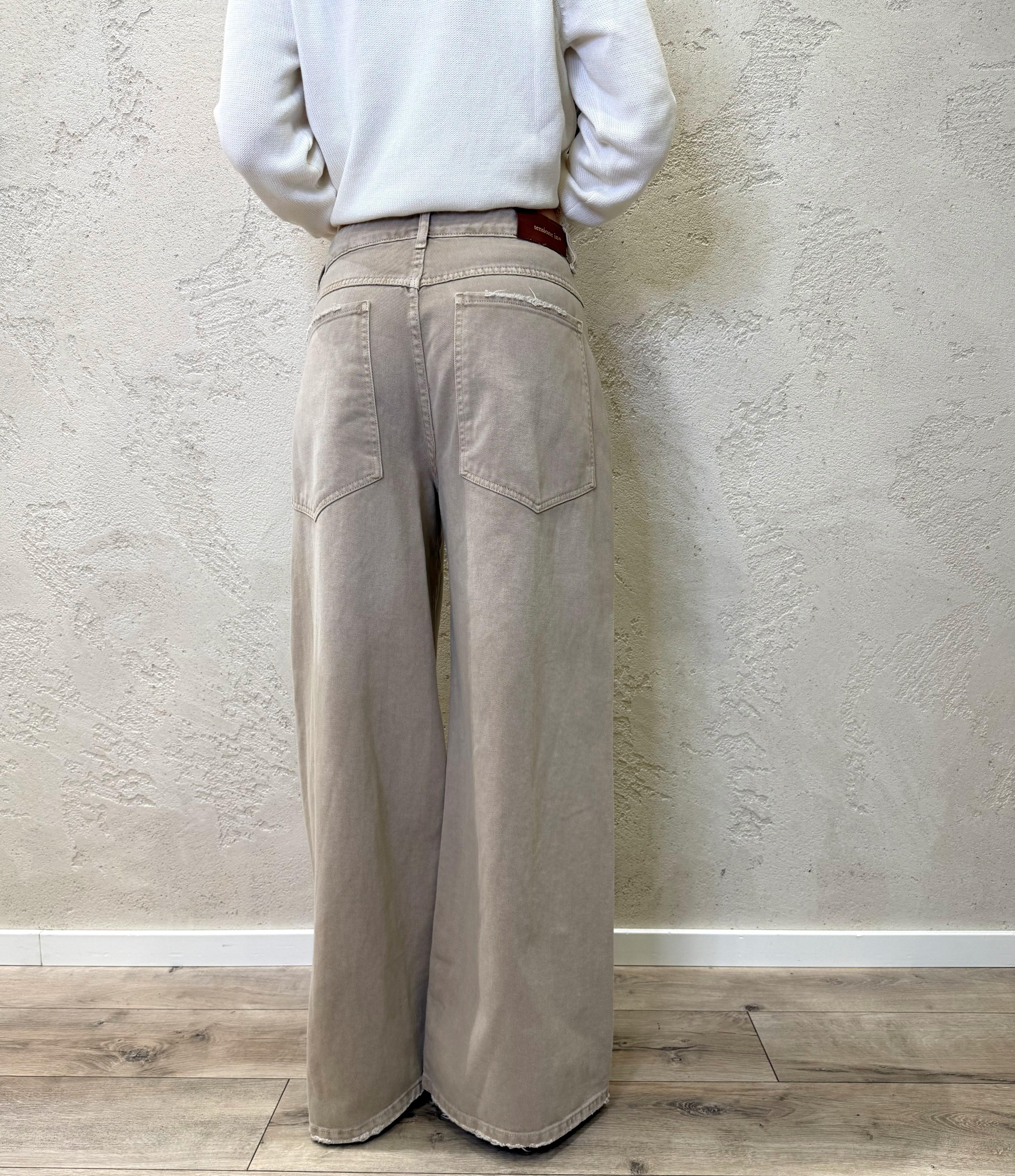 jeans modello giusi wide leg GIUSI-PANT SABBIA TENSIONE IN 