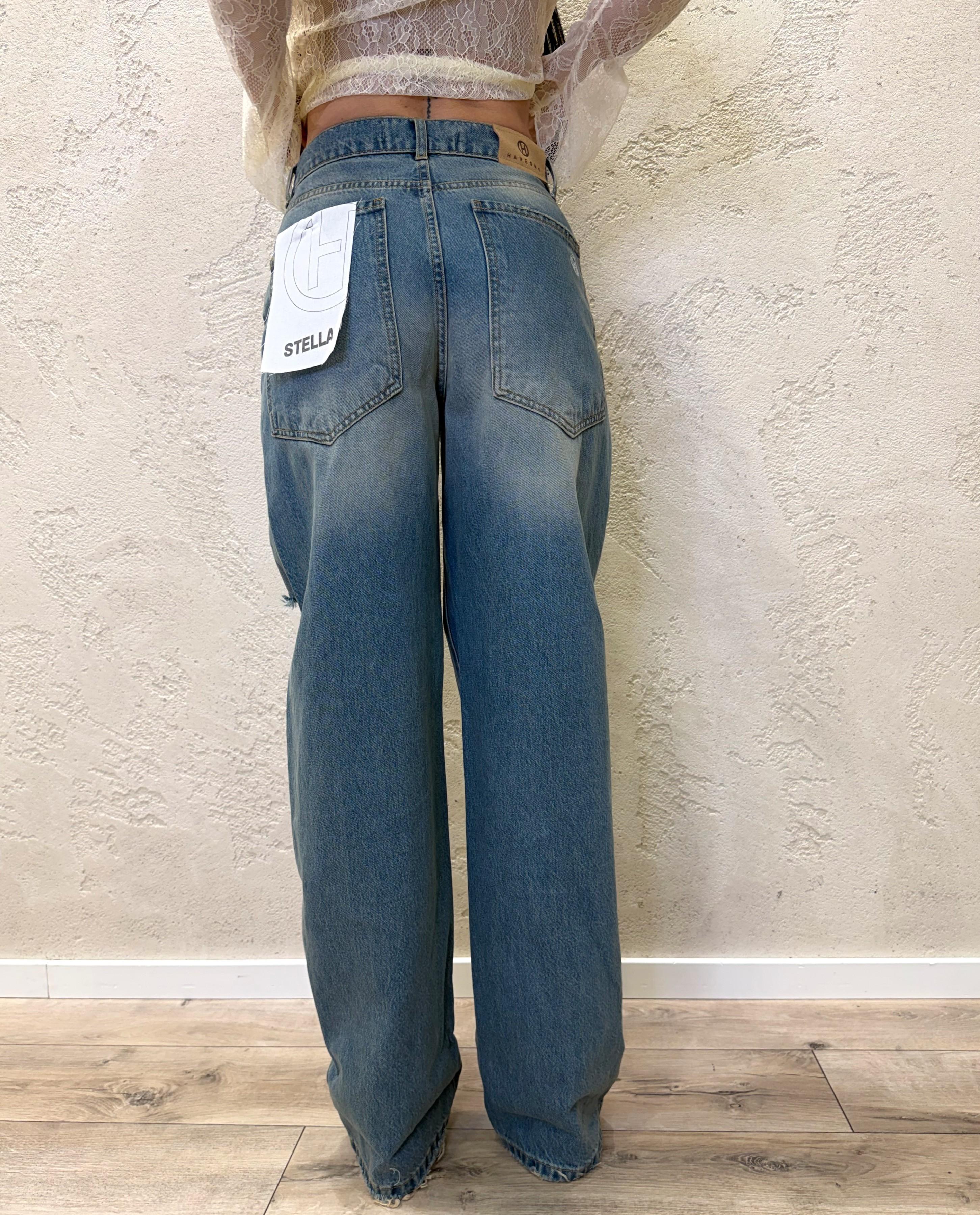 jeans modello stella in tela ferma a gamba dritta PLS-Q042 DENIM HAVEONE 