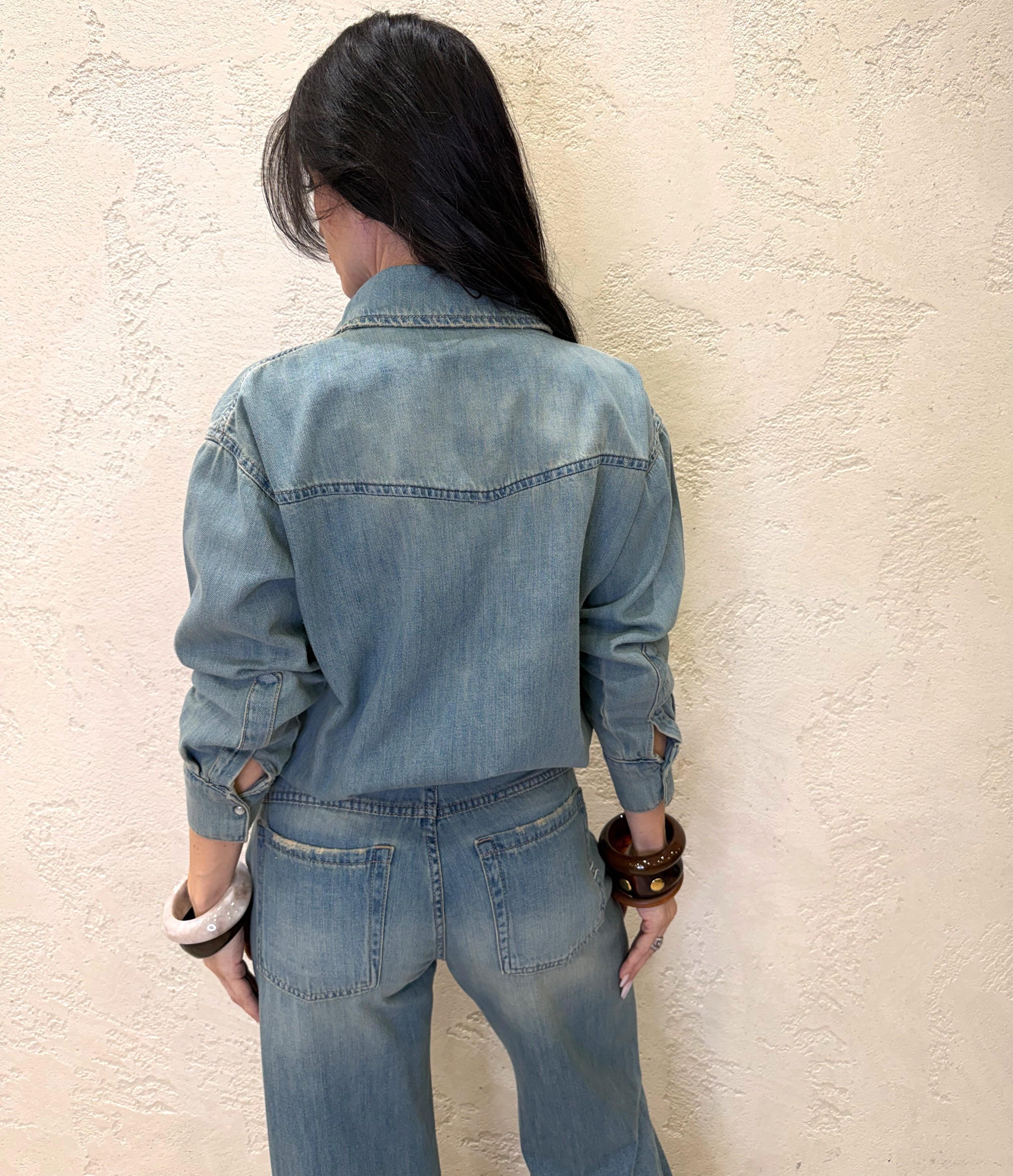 camicia ampia in jeans con orli rovinati DAB5308 THE VICOLO 