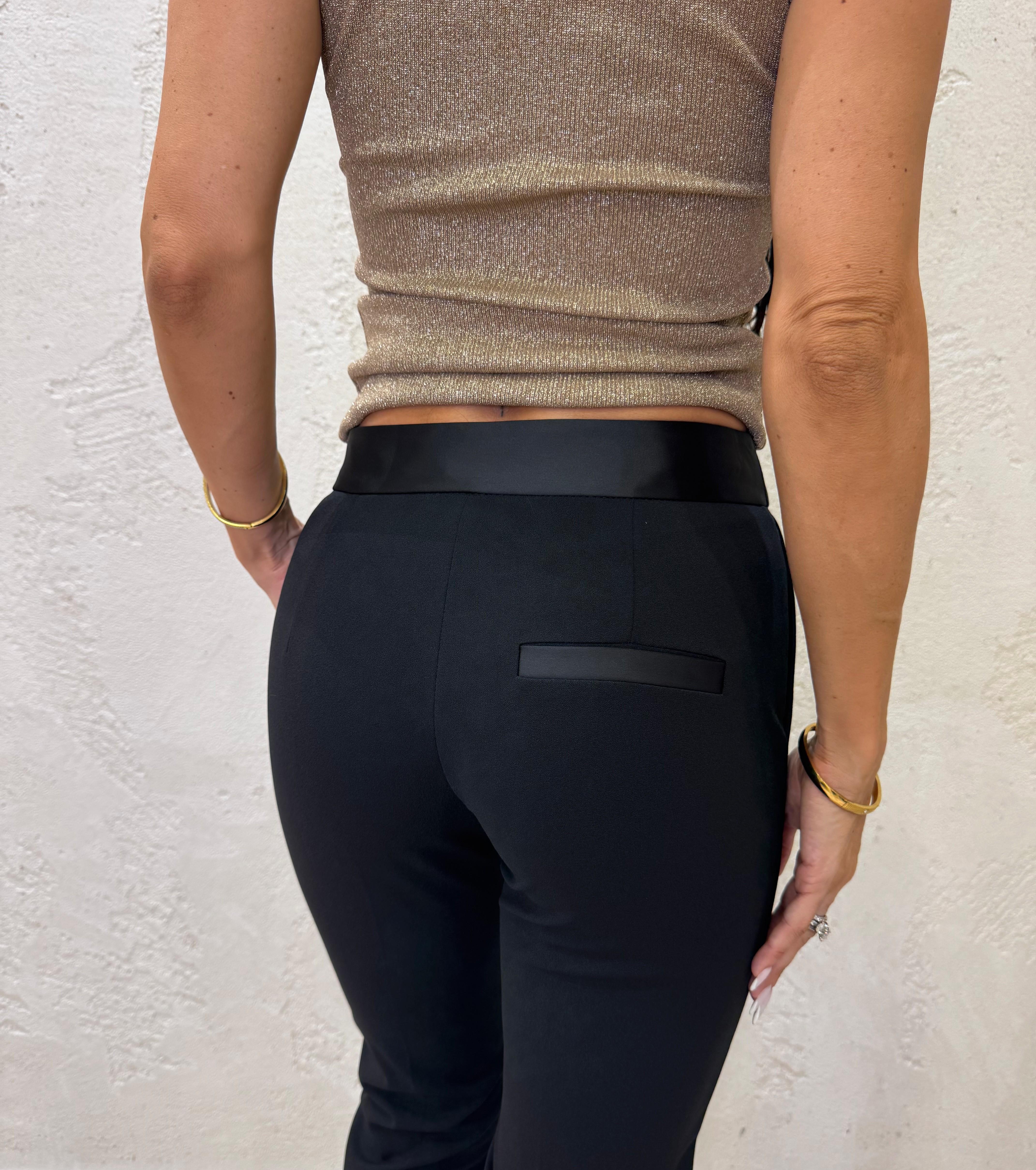 pantalone a sigaretta in crepe elasticizzato PVN2KAW NERO IMPERIAL 